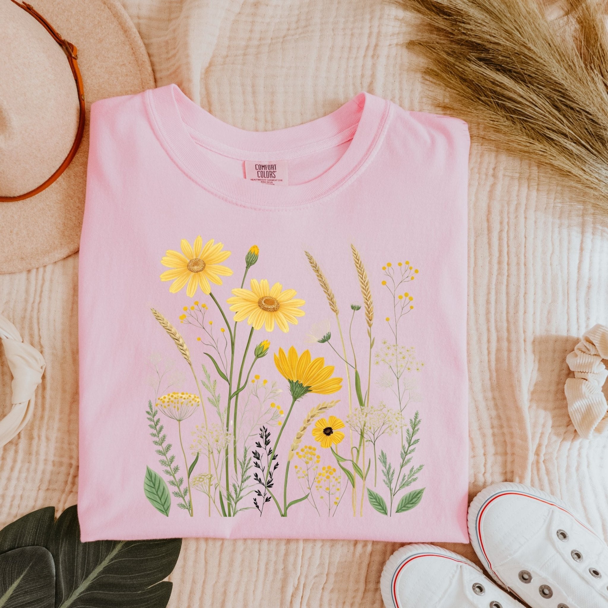Cottagecore Yellow Wildflower T-Shirt, Botanical Floral Tee - Craig Michael Design