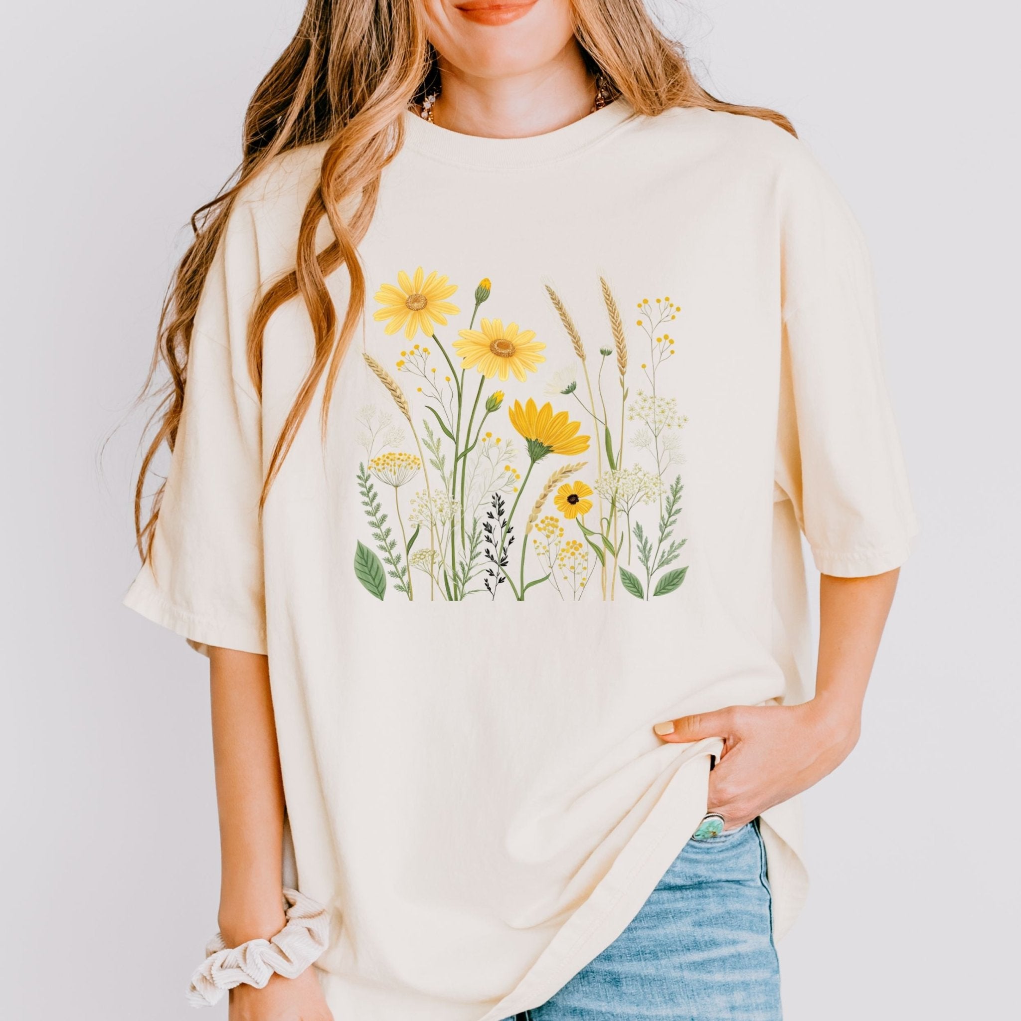 Cottagecore Yellow Wildflower T-Shirt, Botanical Floral Tee - Craig Michael Design