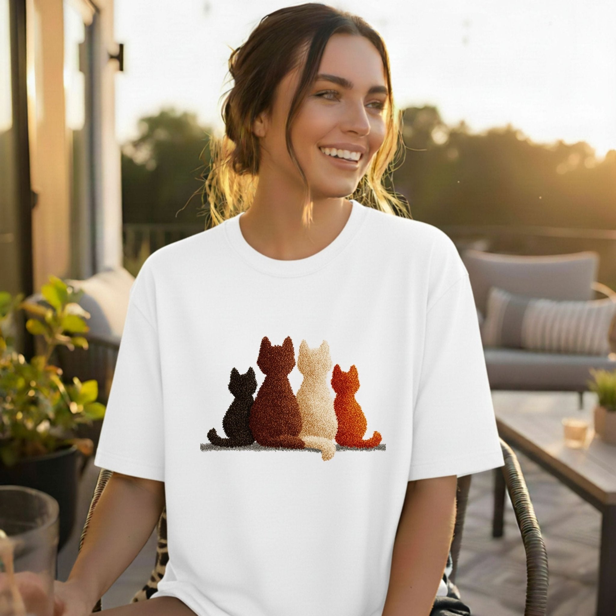 Cozy Cats Embroidered - Style Tee - shirt - Craig Michael Design