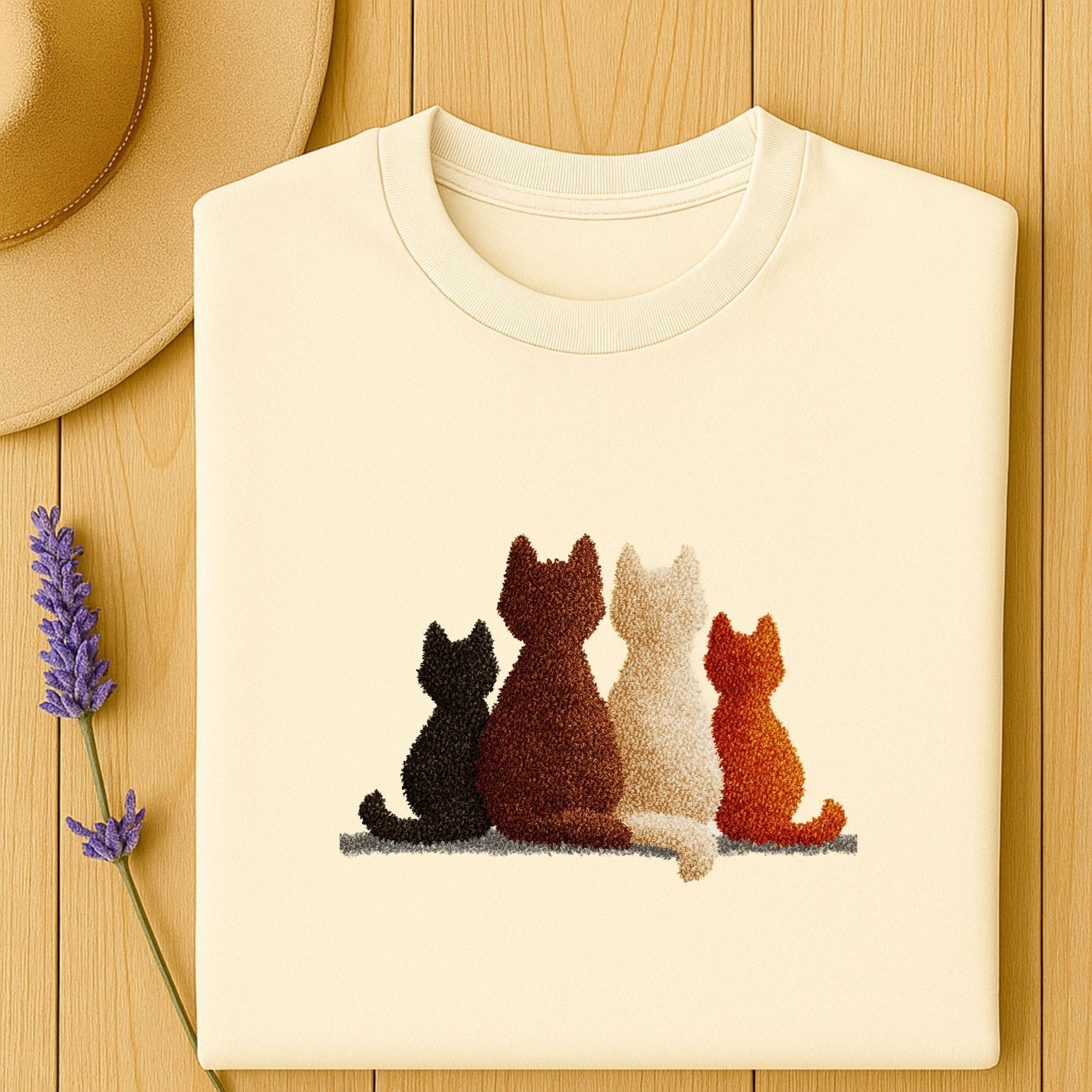Cozy Cats Embroidered - Style Tee - shirt - Craig Michael Design