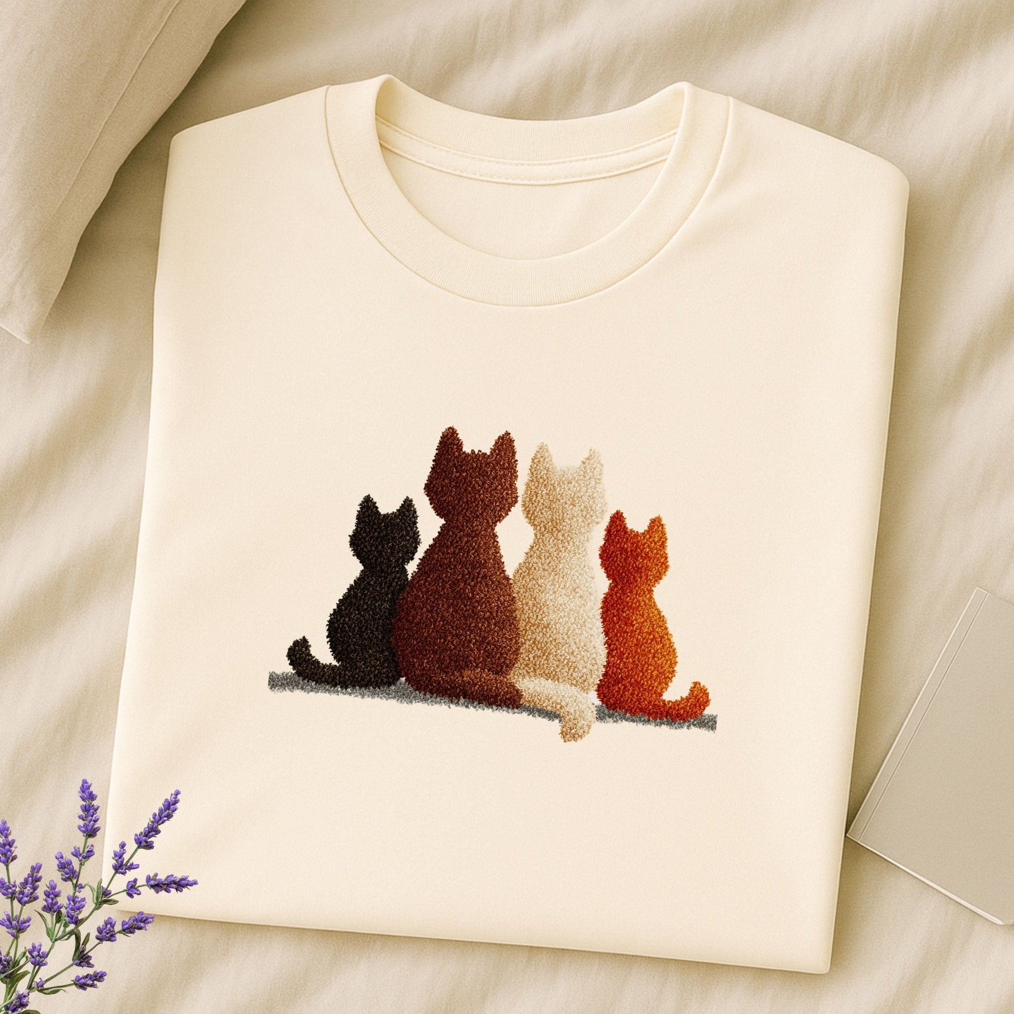Cozy Cats Embroidered - Style Tee - shirt - Craig Michael Design
