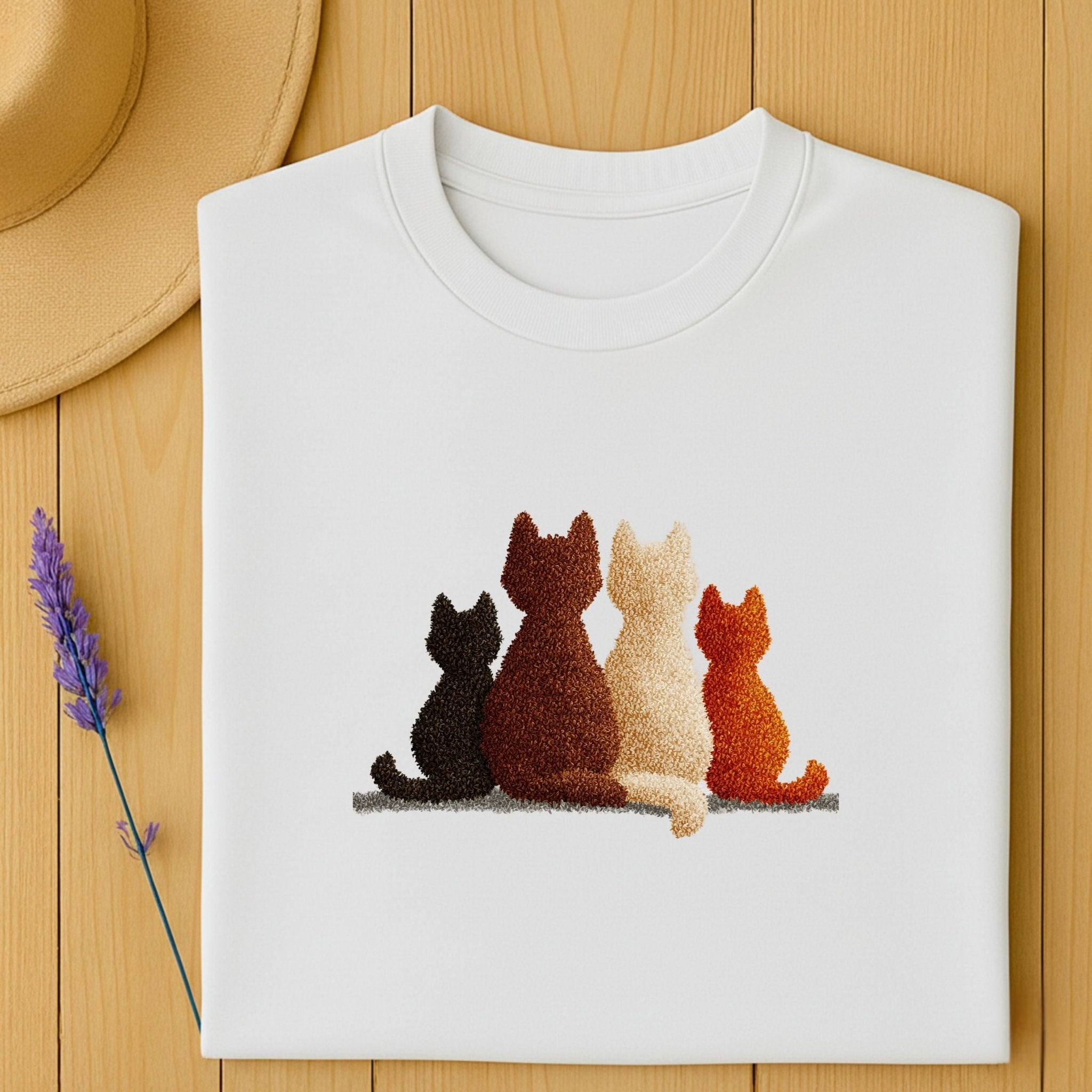 Cozy Cats Embroidered - Style Tee - shirt - Craig Michael Design