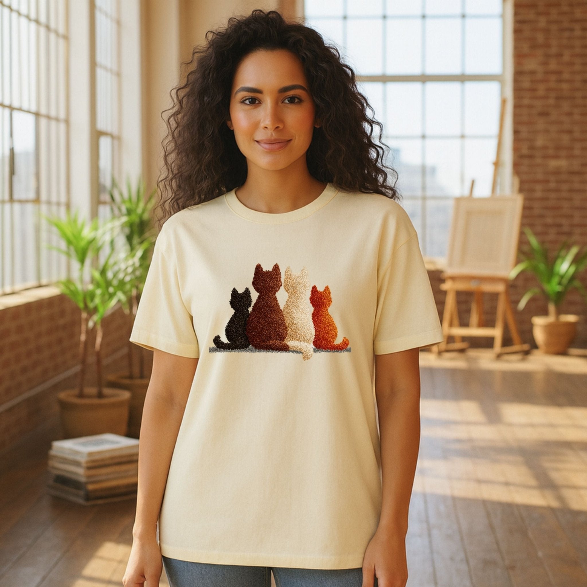 Cozy Cats Embroidered - Style Tee - shirt - Craig Michael Design