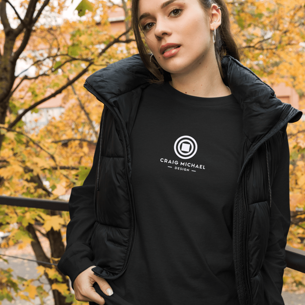 Craig Michael Design Logo Long Sleeve Shirt, Minimalist Graphic Tee, Unique Designer Apparel, Modern Fashion Statement, Trendy Casual Wear - Craig Michael Design