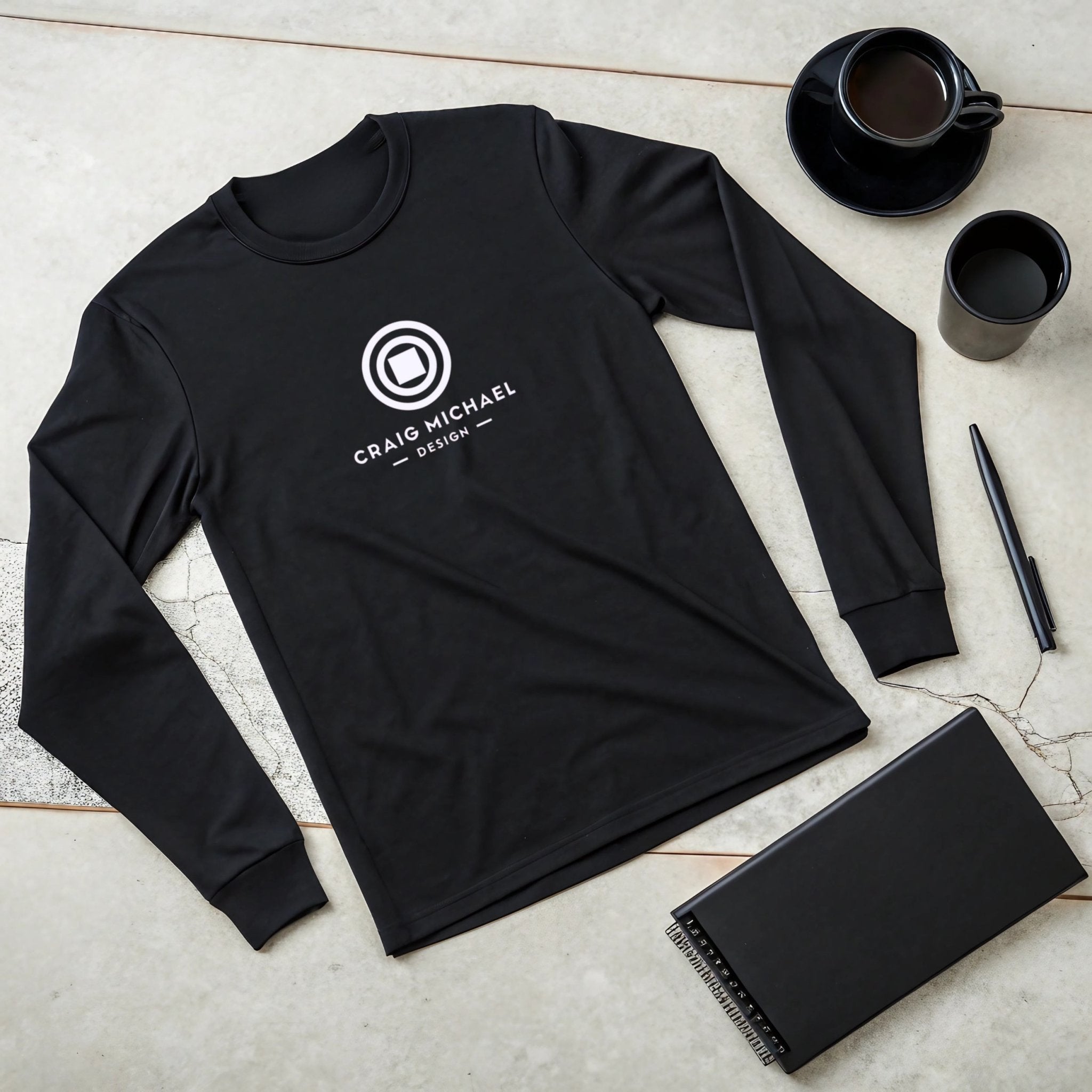 Craig Michael Design Logo Long Sleeve Shirt, Minimalist Graphic Tee, Unique Designer Apparel, Modern Fashion Statement, Trendy Casual Wear - Craig Michael Design