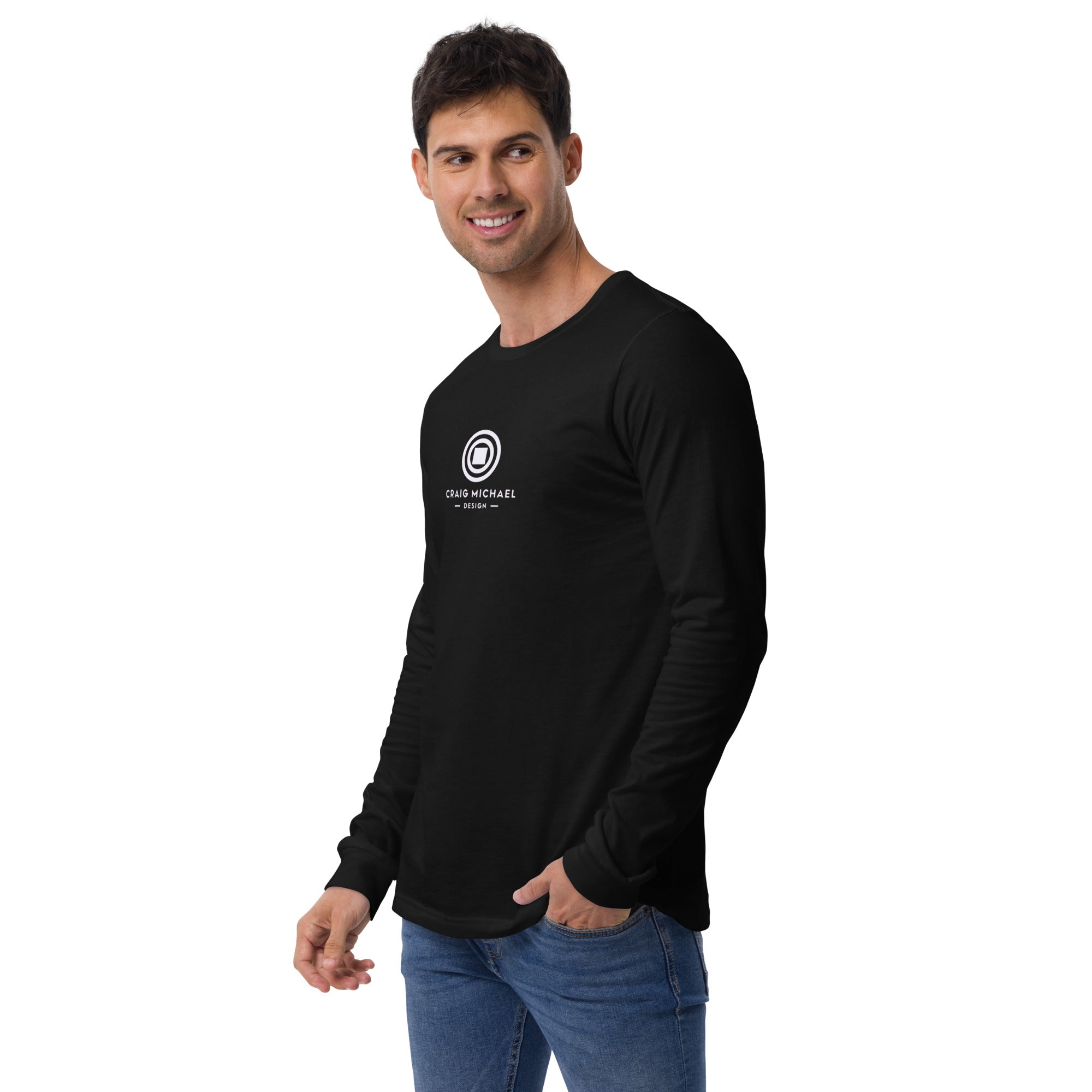 Craig Michael Design Logo Long Sleeve Shirt, Minimalist Graphic Tee, Unique Designer Apparel, Modern Fashion Statement, Trendy Casual Wear - Craig Michael Design