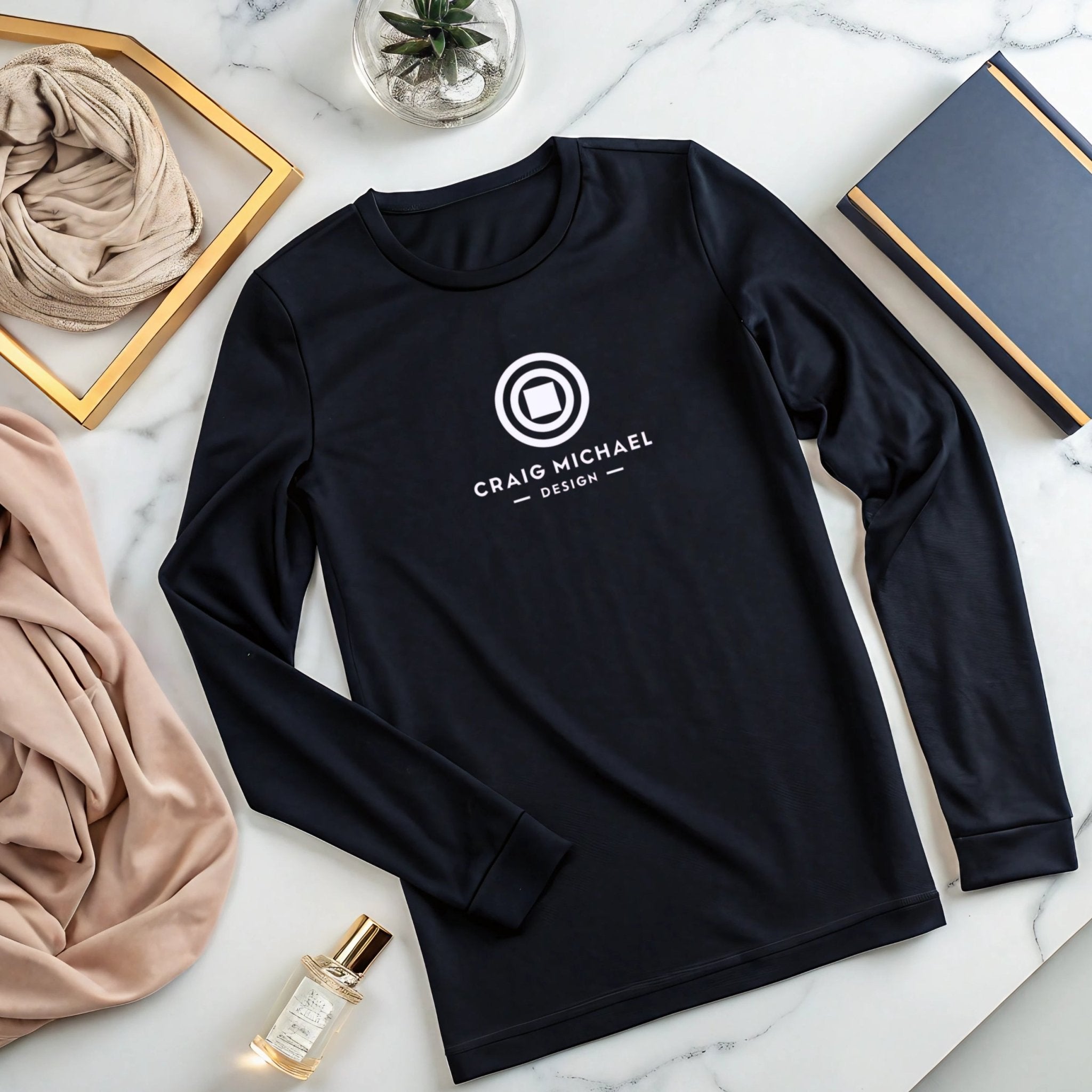 Craig Michael Design Logo Long Sleeve Shirt, Minimalist Graphic Tee, Unique Designer Apparel, Modern Fashion Statement, Trendy Casual Wear - Craig Michael Design