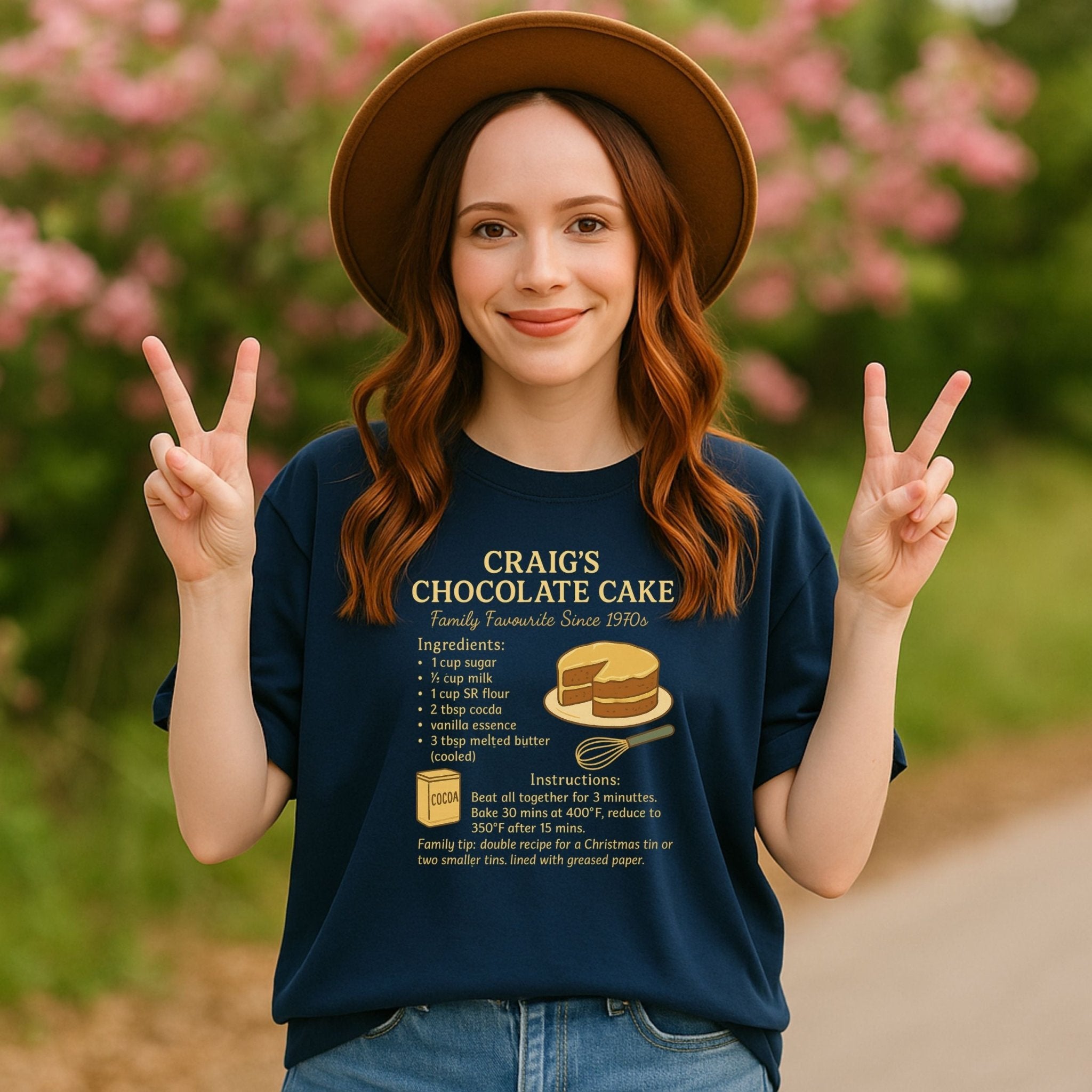 Craig’s Chocolate Cake Shirt, Vintage Recipe Card T-Shirt, Retro Baking Tee - Craig Michael Design