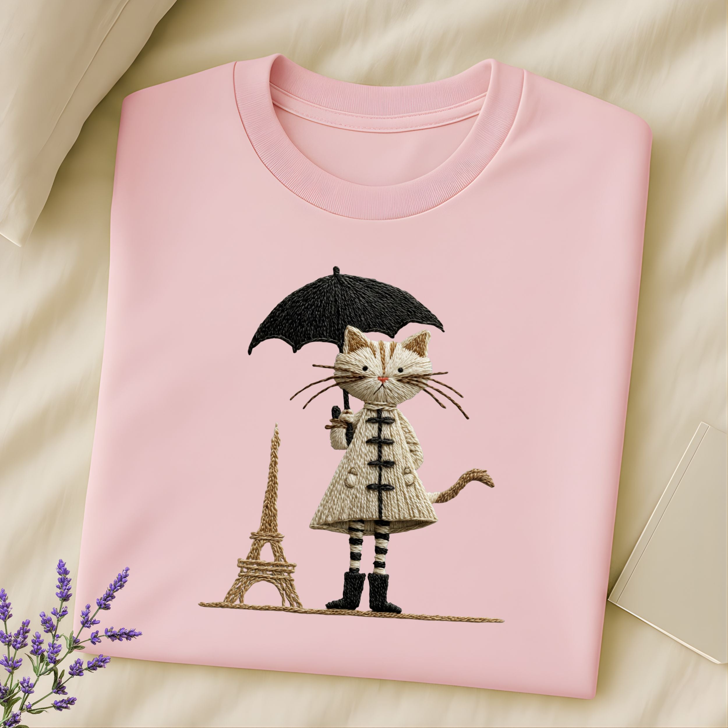 Cute Cat with Umbrella and Eiffel Tower Sweatshirt