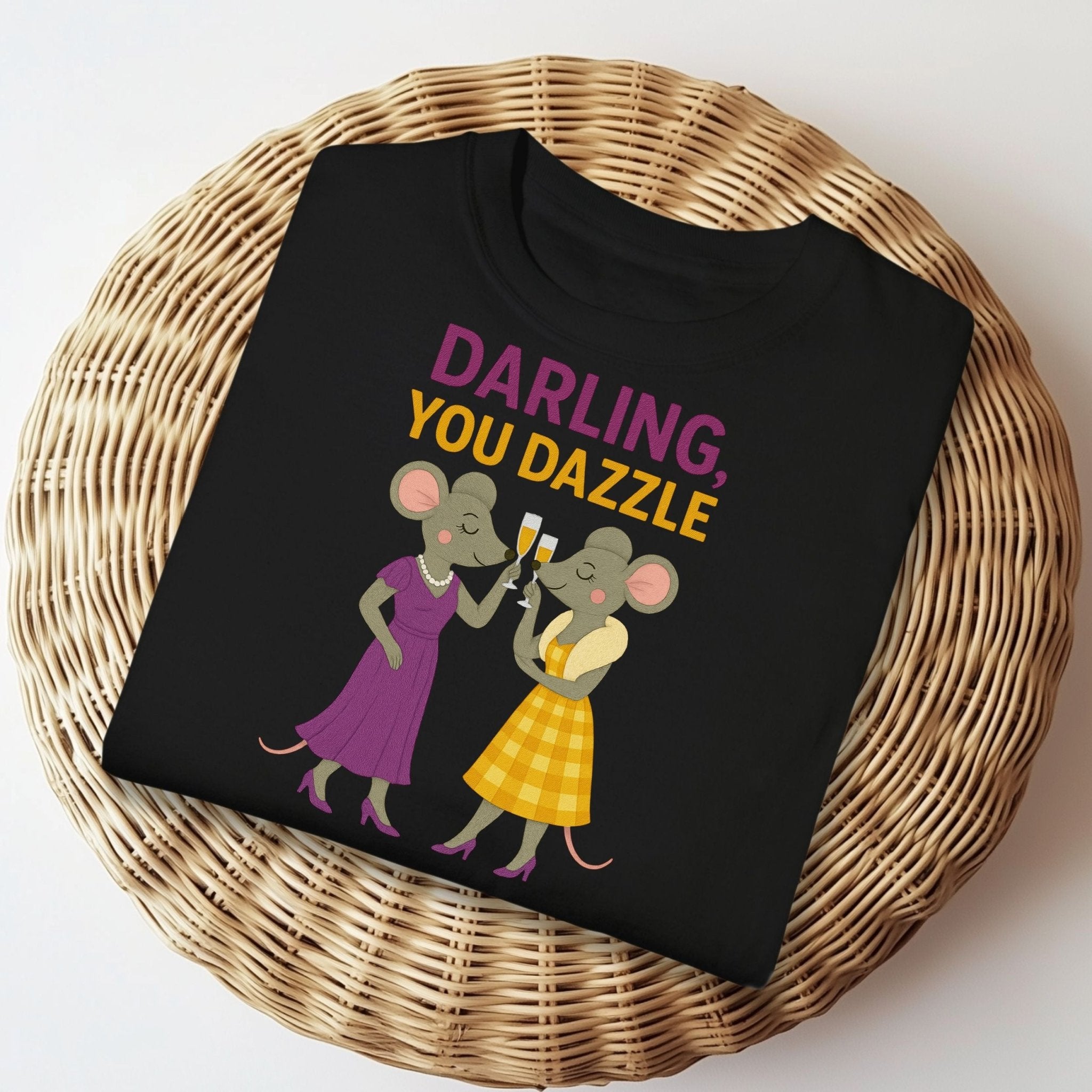 Darling You Dazzle Elegant Mice Toasting Champagne T-Shirt - Craig Michael Design
