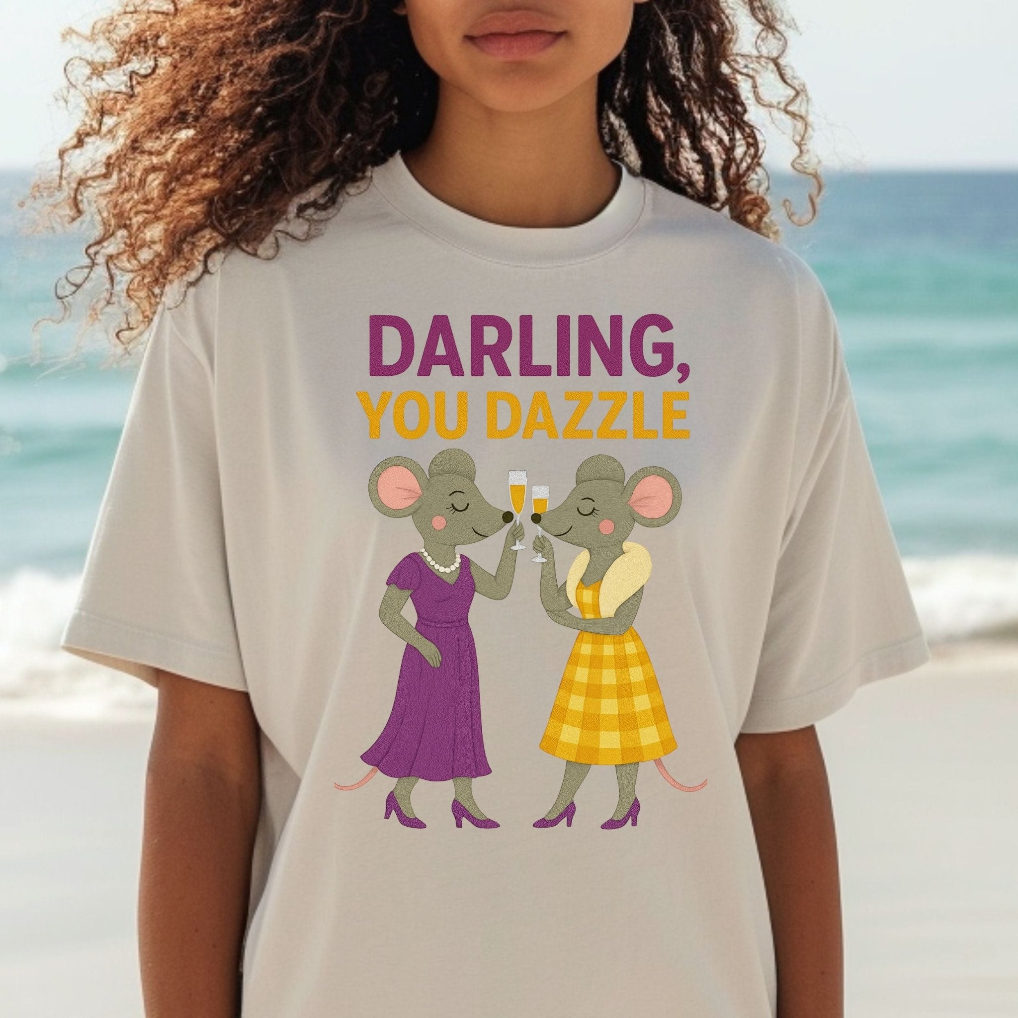 Darling You Dazzle Elegant Mice Toasting Champagne T-Shirt - Craig Michael Design