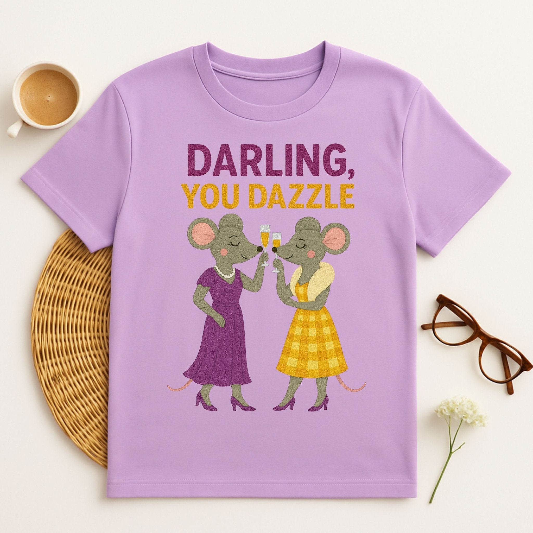 Darling You Dazzle Elegant Mice Toasting Champagne T-Shirt - Craig Michael Design