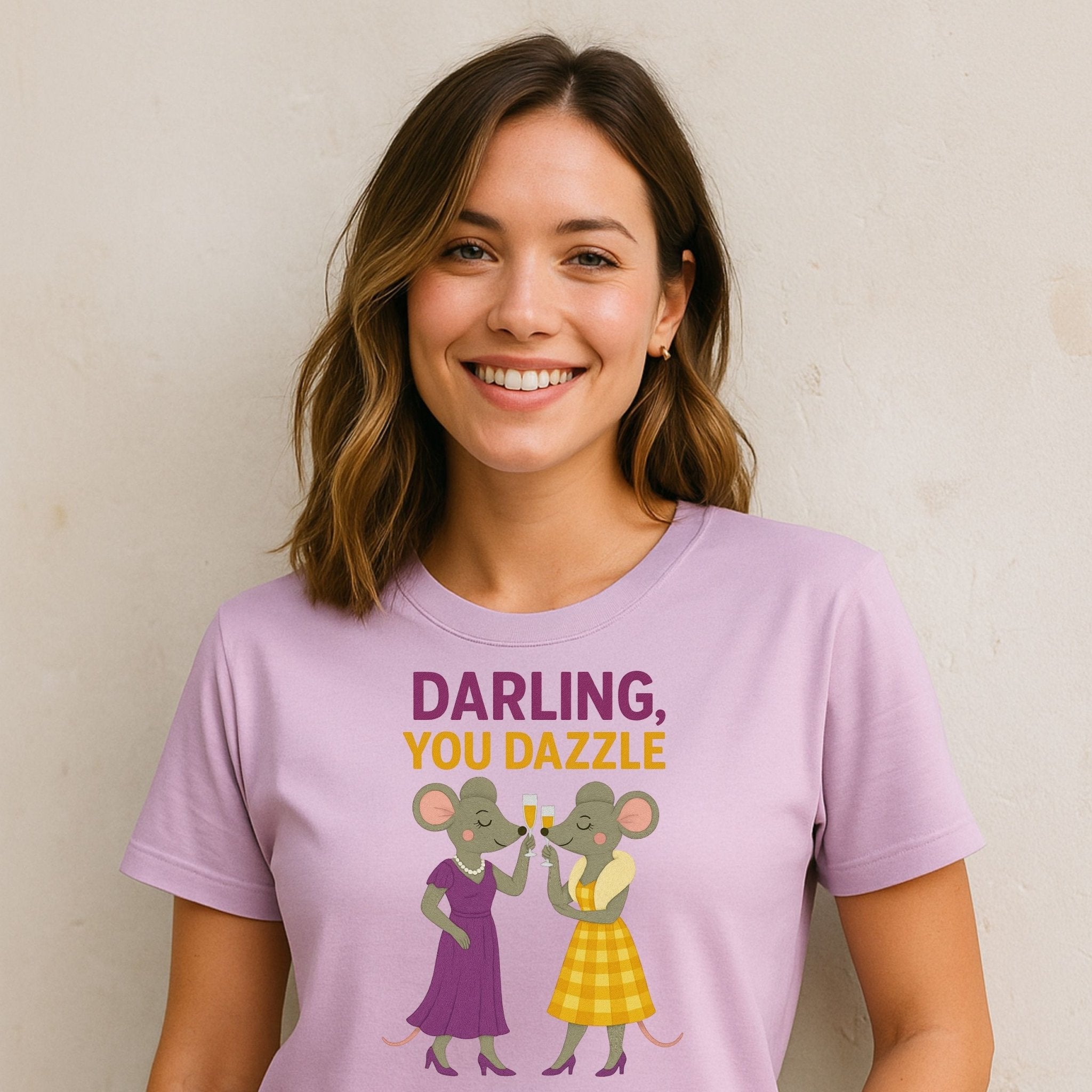 Darling You Dazzle Elegant Mice Toasting Champagne T-Shirt - Craig Michael Design