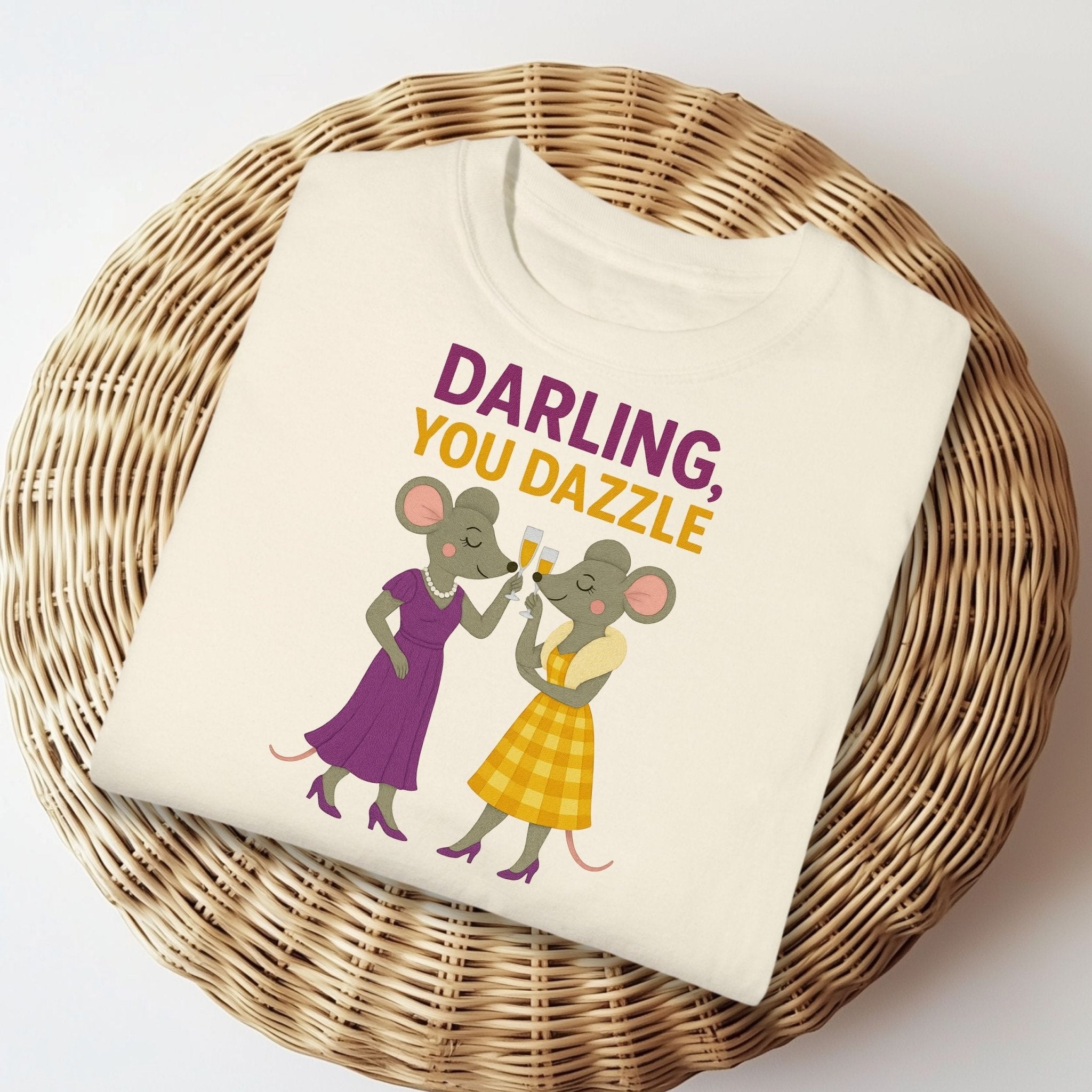 Darling You Dazzle Elegant Mice Toasting Champagne T-Shirt - Craig Michael Design