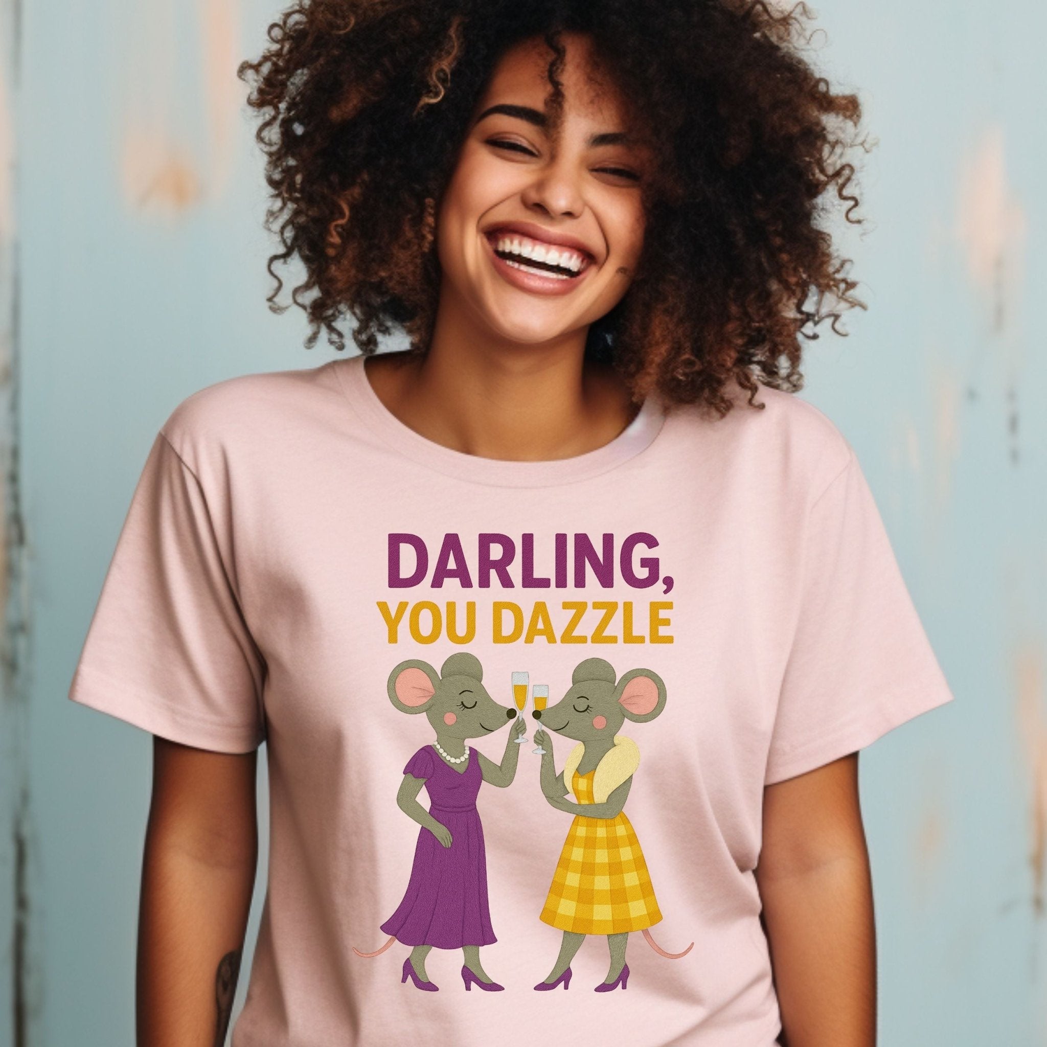 Darling You Dazzle Elegant Mice Toasting Champagne T-Shirt - Craig Michael Design