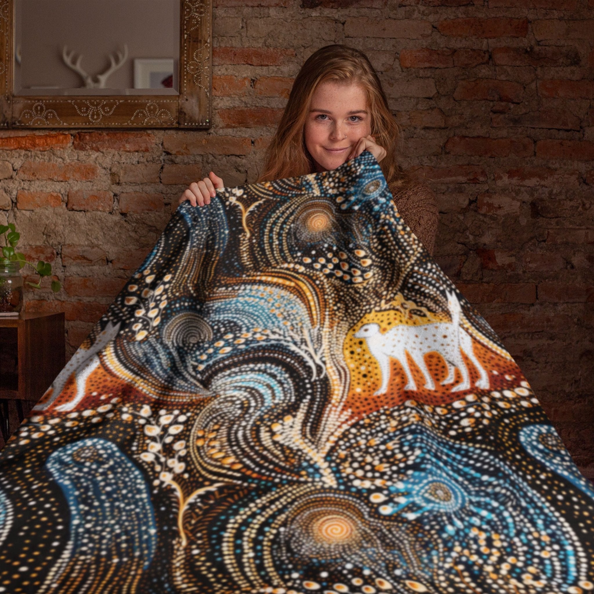 Dreamtime Spirit Indigenous Throw Blanket – Australian Aboriginal Art - Craig Michael Design