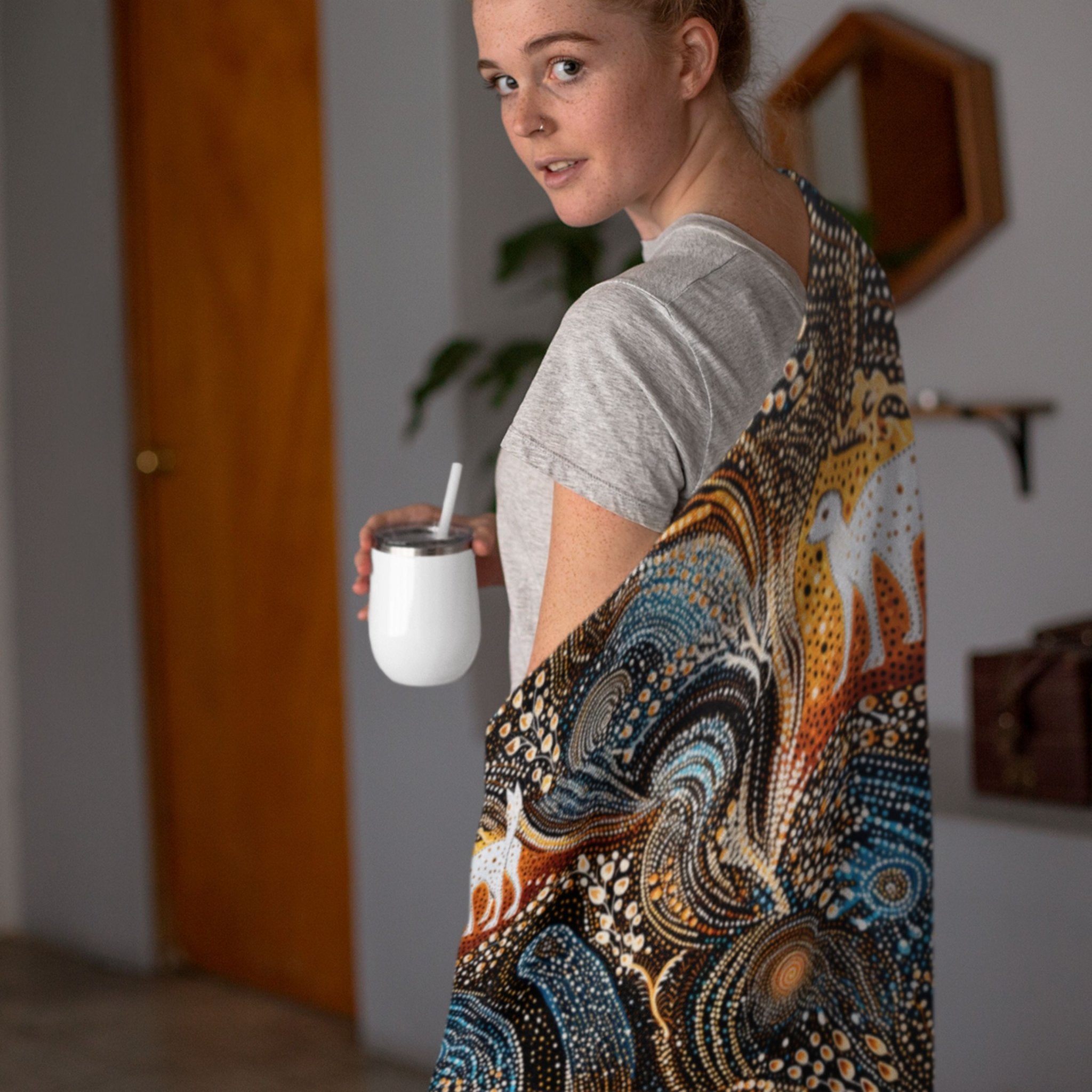 Dreamtime Spirit Indigenous Throw Blanket – Australian Aboriginal Art - Craig Michael Design