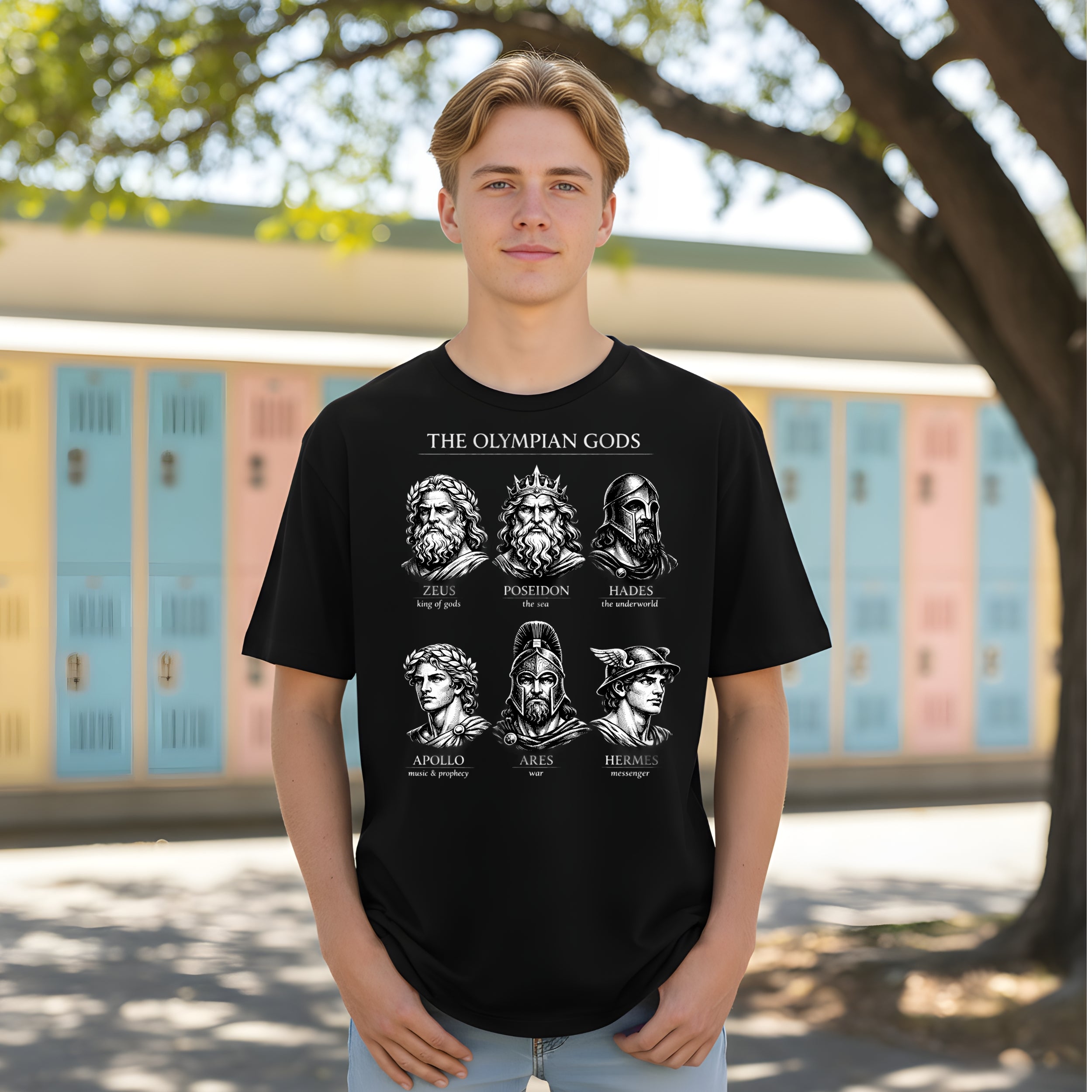 The Olympian Gods Graphic Black T-shirt