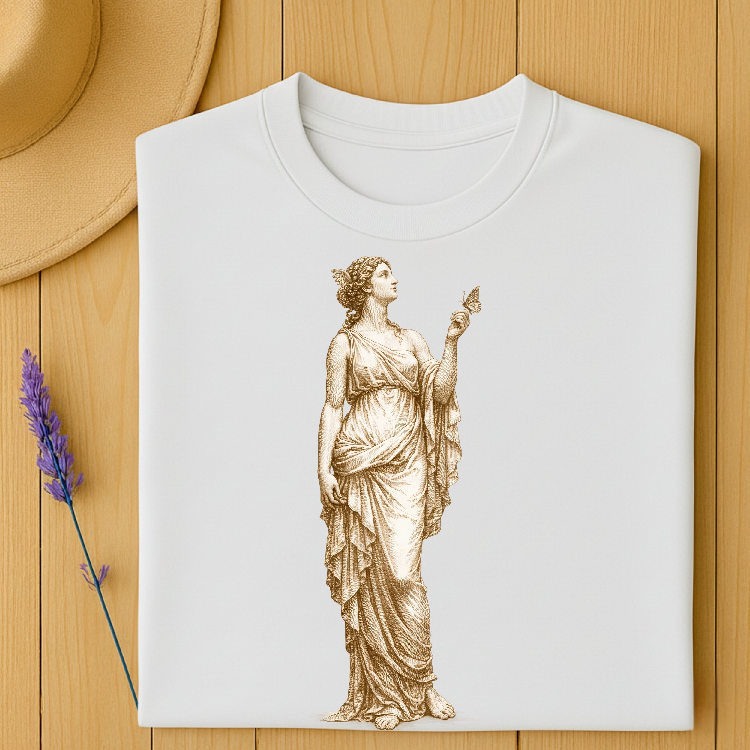 Vintage Greek Goddess with Butterfly T-Shirt