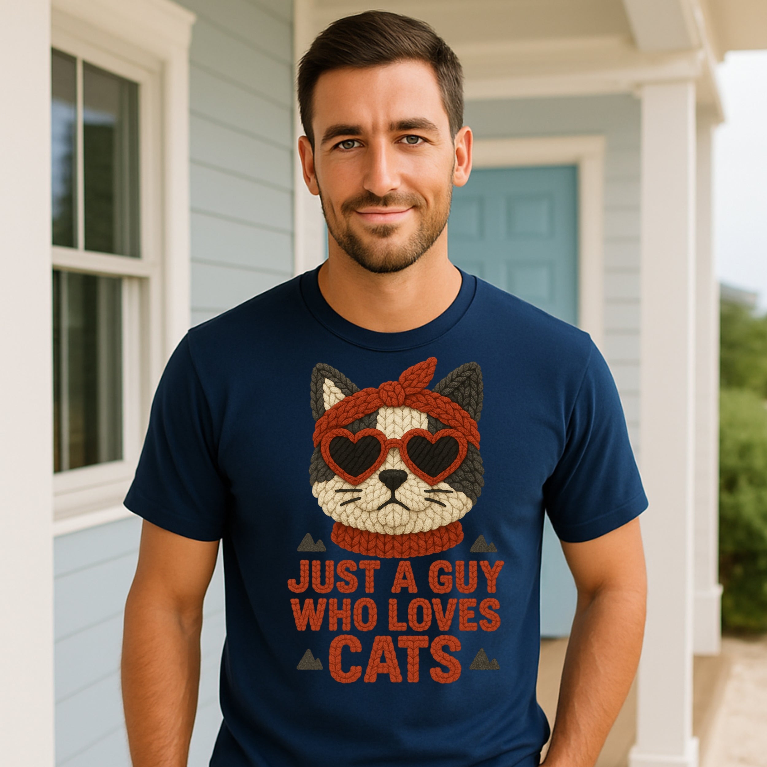 Just a Guy Who Loves Cats Funny Graphic Tee Shirt