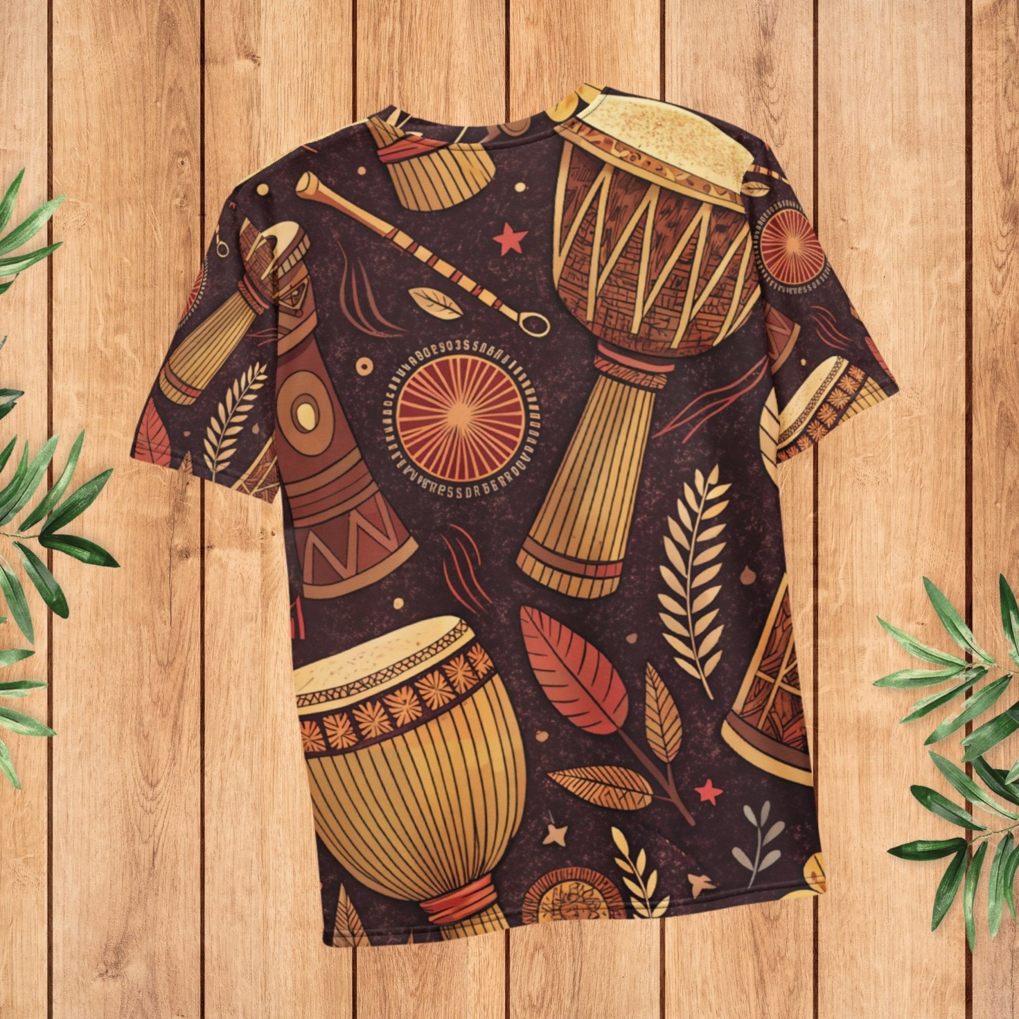 Earthy Drum Rhythms All - Over Print T-Shirt – Tribal Percussion & Nature Design - Craig Michael Design