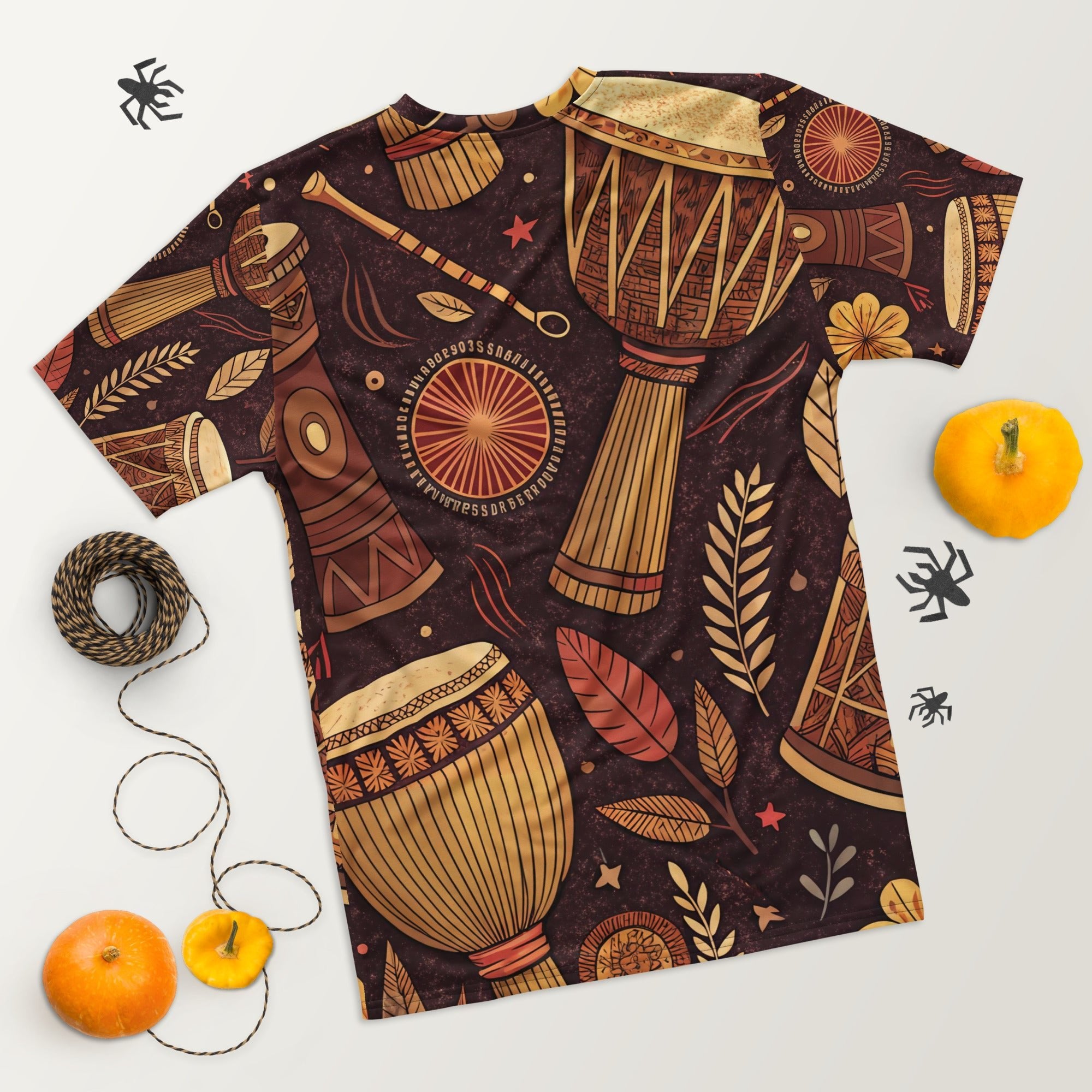 Earthy Drum Rhythms All - Over Print T-Shirt – Tribal Percussion & Nature Design - Craig Michael Design