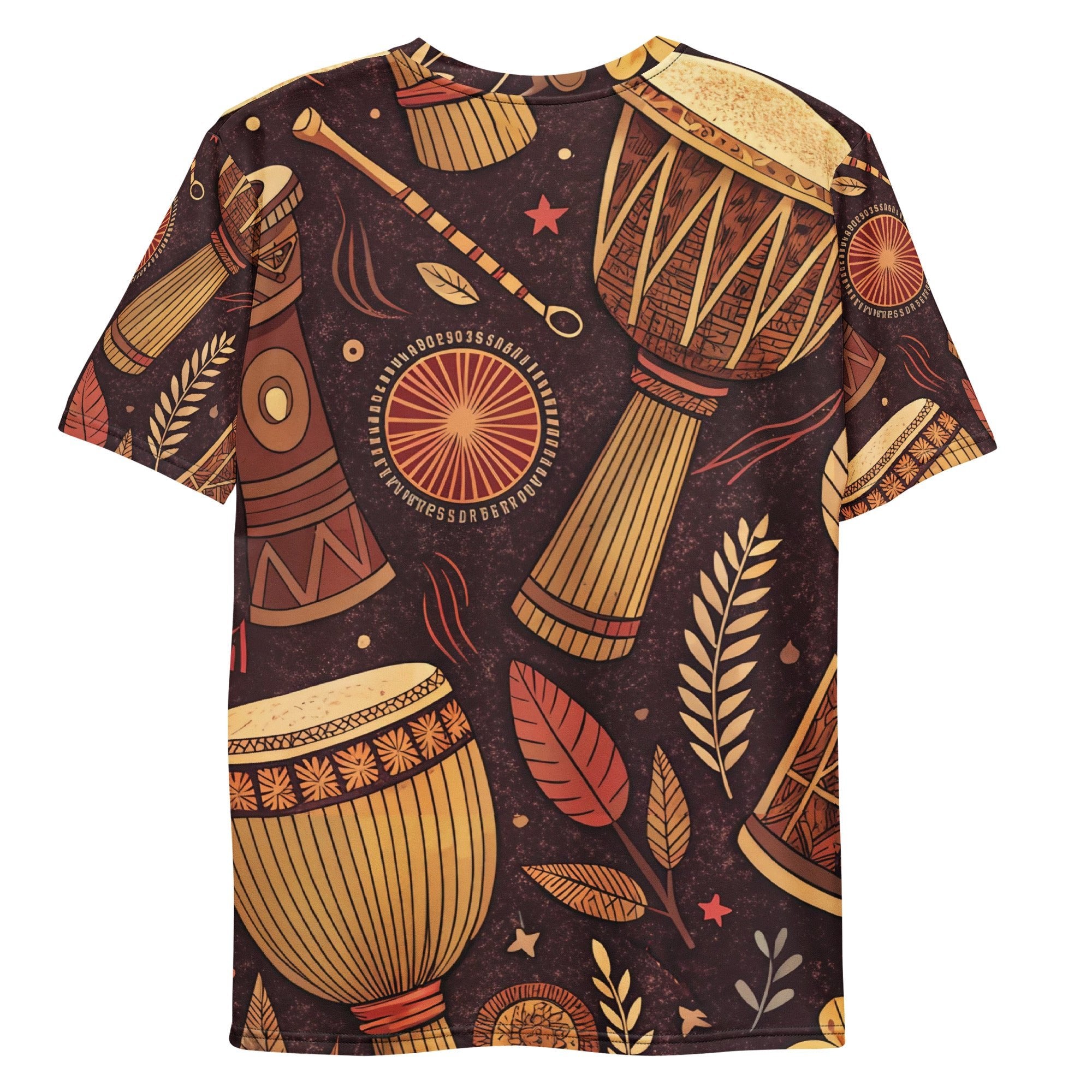 Earthy Drum Rhythms All - Over Print T-Shirt – Tribal Percussion & Nature Design - Craig Michael Design