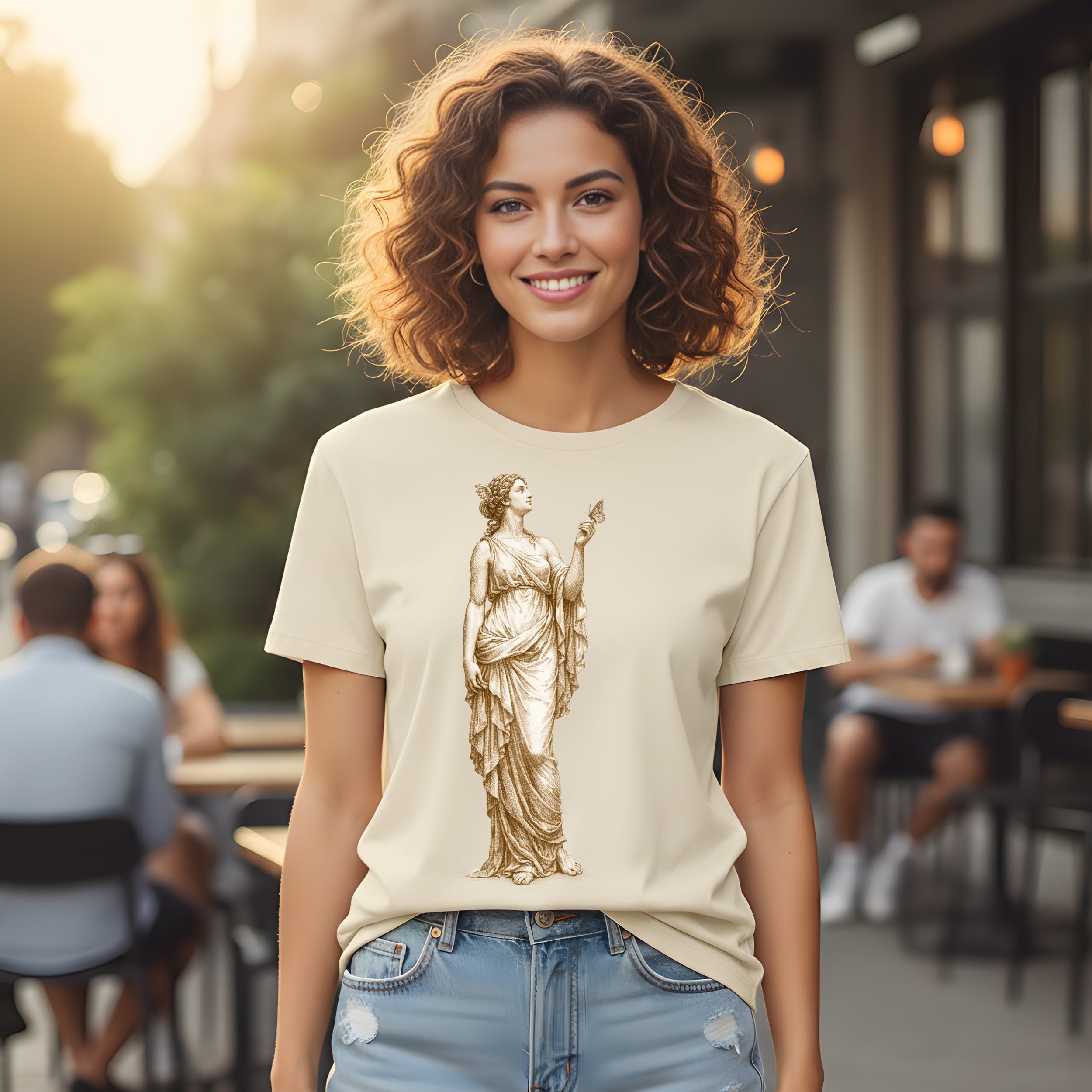 Ancient Goddess Print Casual Women's T-Shirt