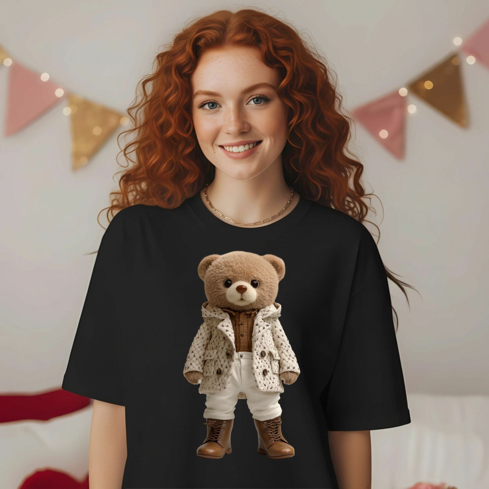 Fashionista Bear Shirt, Neutral Aesthetic Teddy Bear Tee - Craig Michael Design