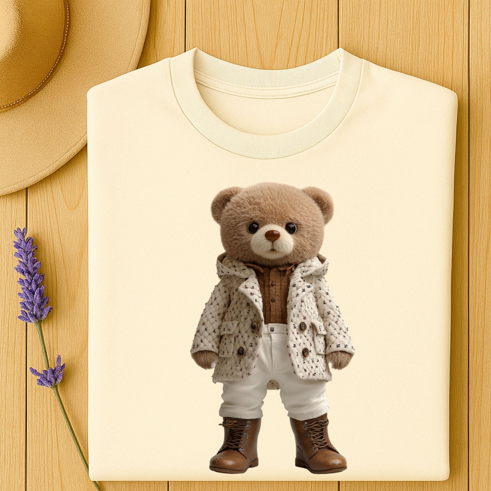 Fashionista Bear Shirt, Neutral Aesthetic Teddy Bear Tee - Craig Michael Design