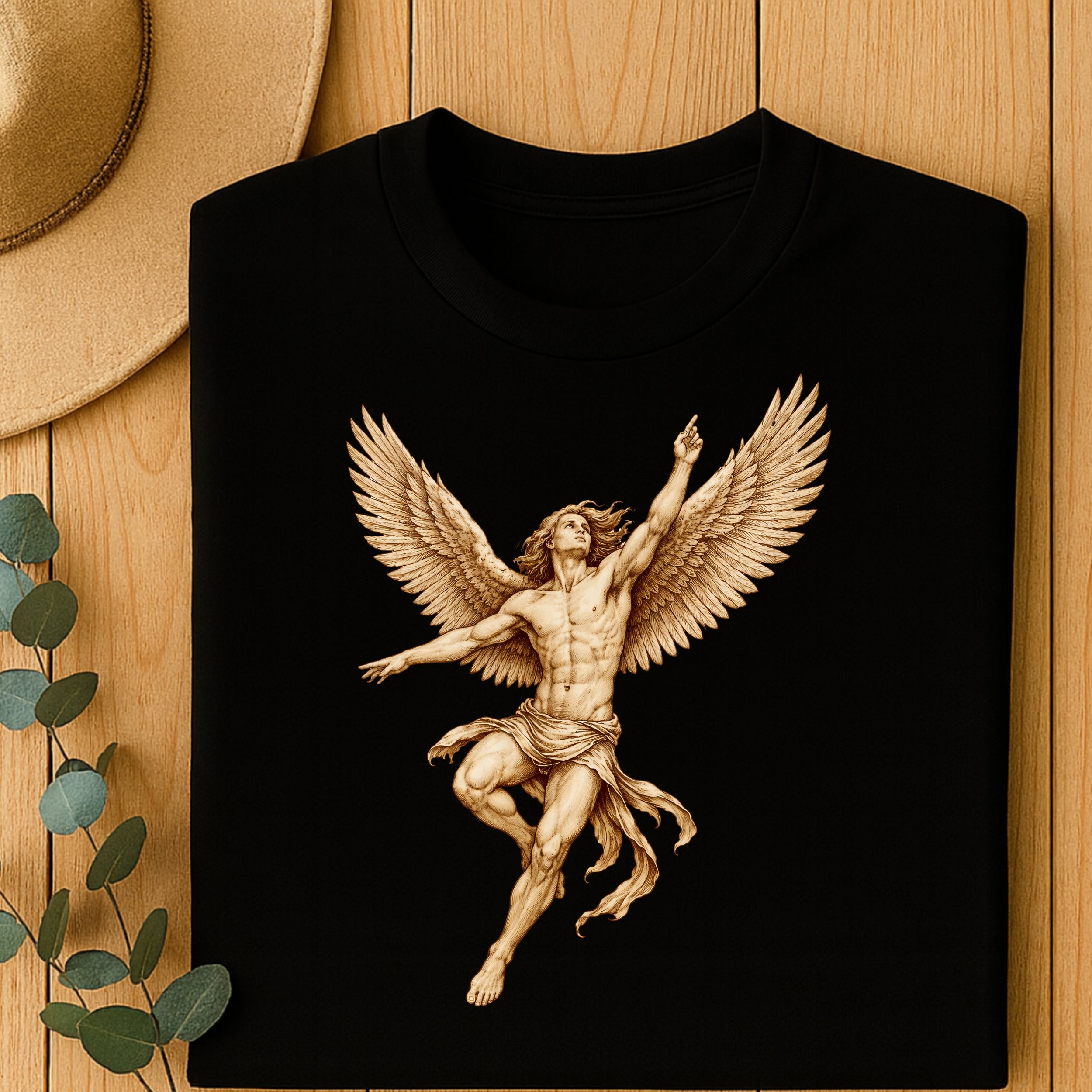 Angelic Design T-Shirt Artistic Heavenly Wings Apparel