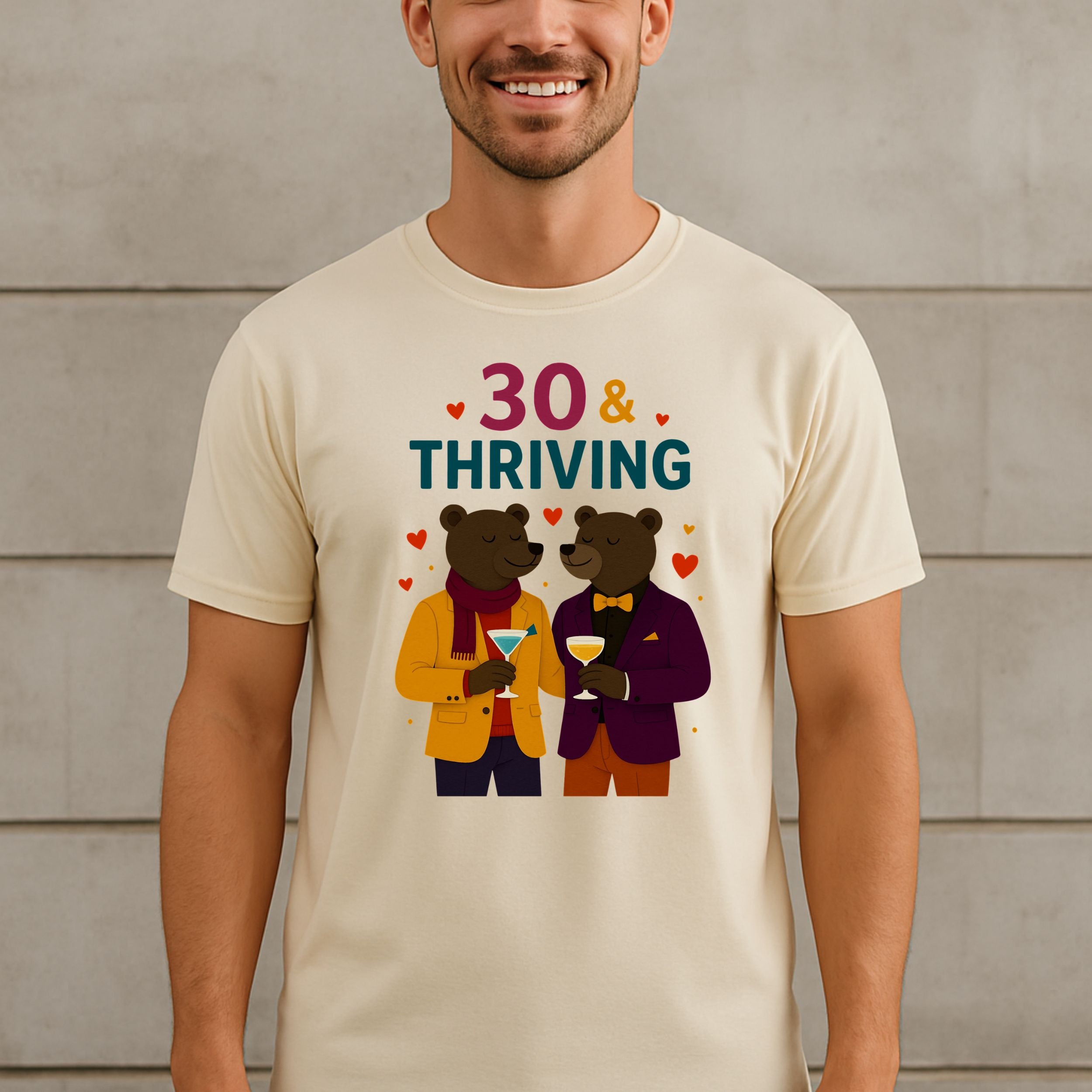 30 And Thriving Bear Design Fun Graphic T-shirt