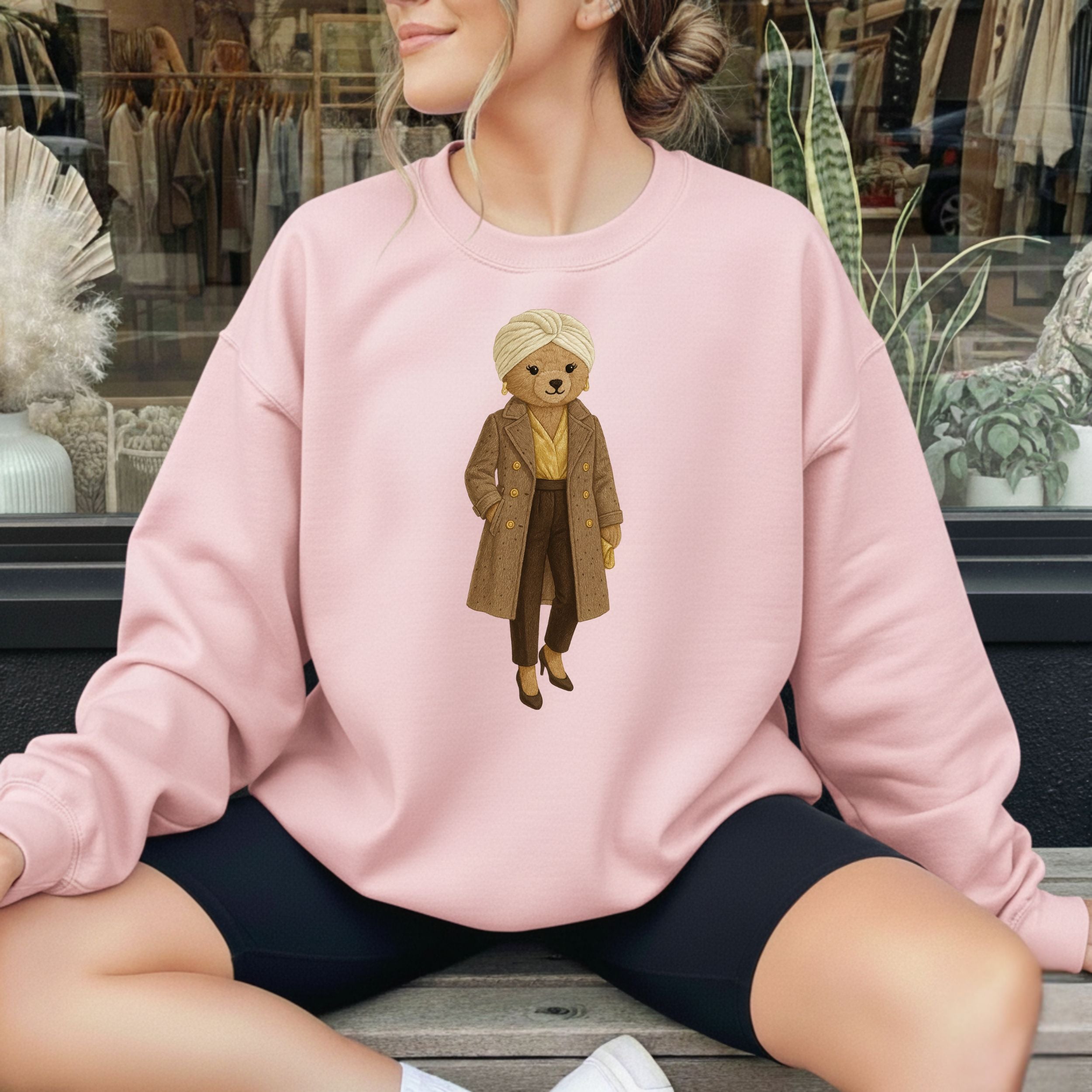 Trendy Bear in Trench Coat Graphic Sweatshirt