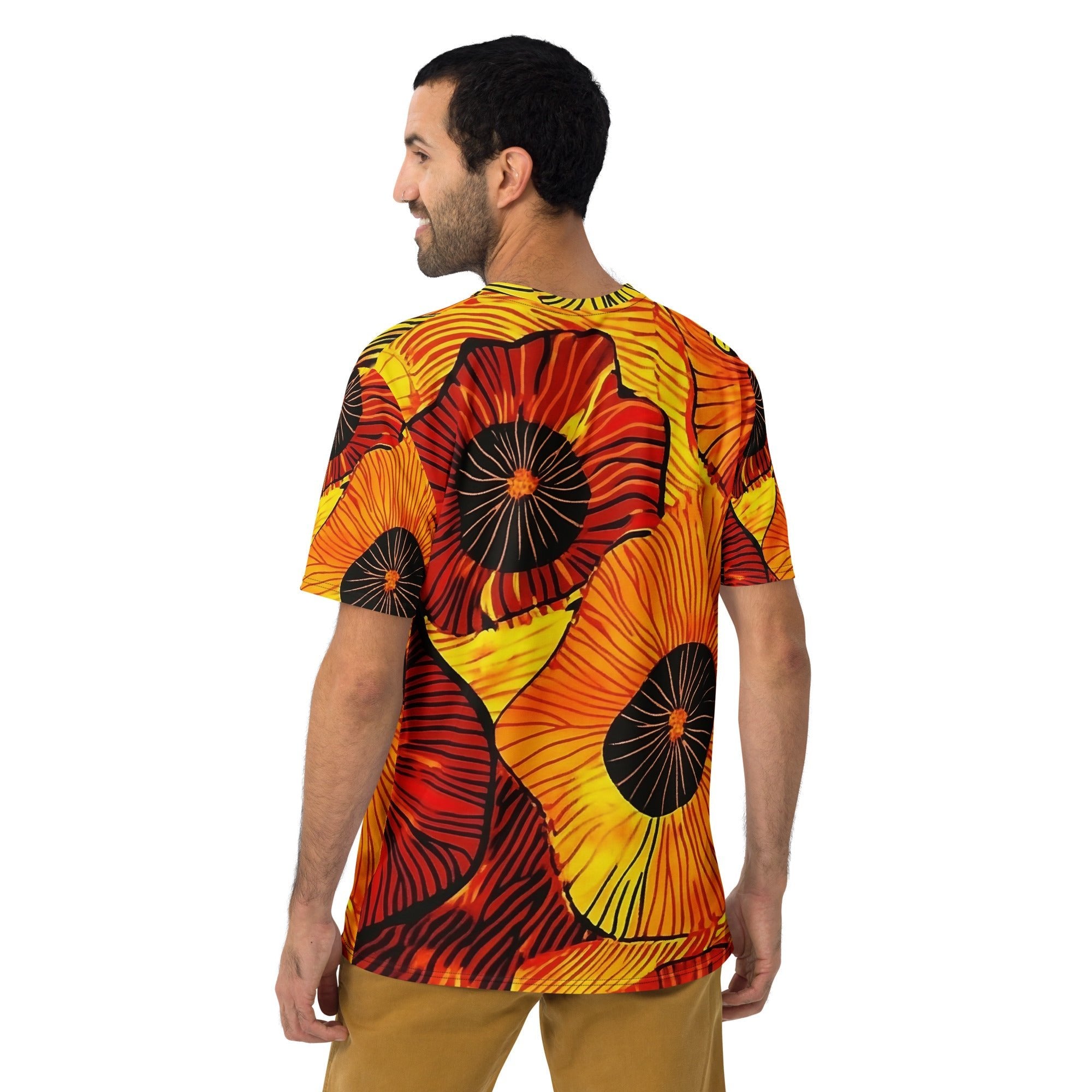 Fiery Bloom – African Print T-Shirt, Bold Floral Dashiki - Inspired Tee, Afro - Boho Tee - Craig Michael Design