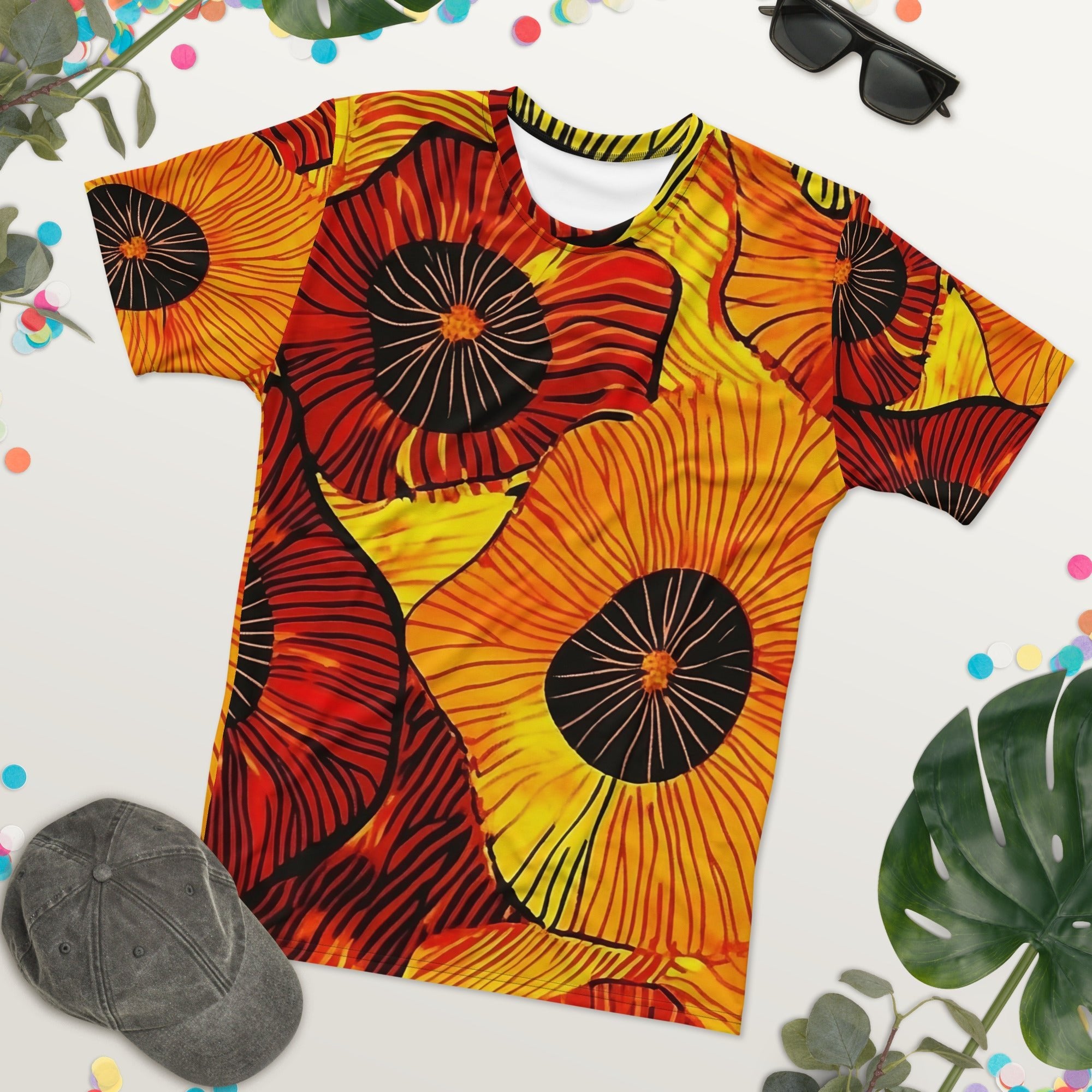 Fiery Bloom – African Print T-Shirt, Bold Floral Dashiki - Inspired Tee, Afro - Boho Tee - Craig Michael Design