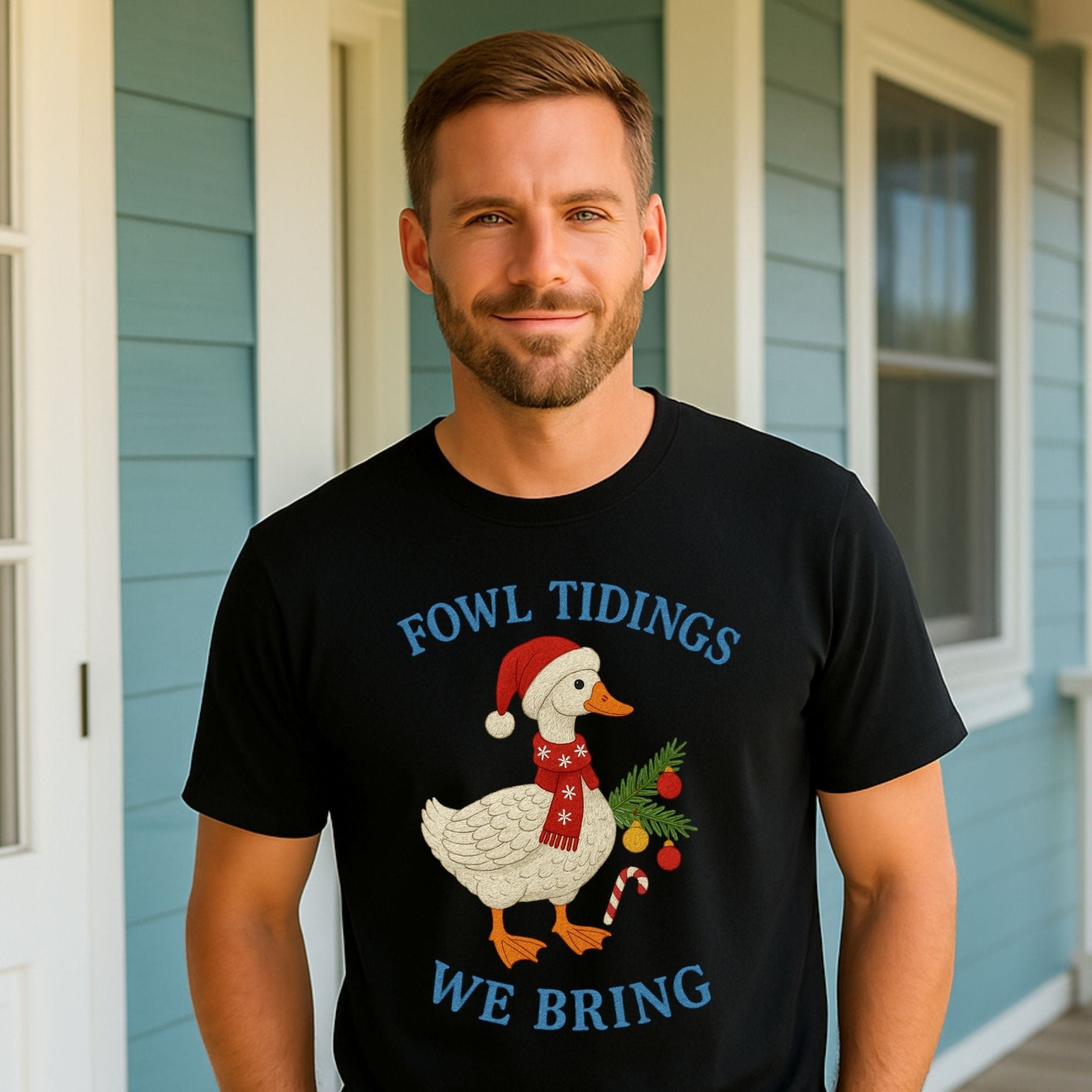 Fowl Tidings Goose Christmas Shirt, Funny Holiday T-Shirt - Craig Michael Design