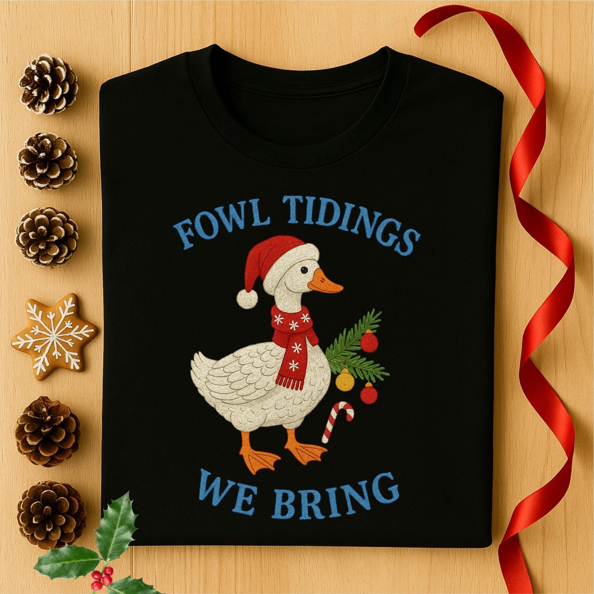 Fowl Tidings Goose Christmas Shirt, Funny Holiday T-Shirt - Craig Michael Design