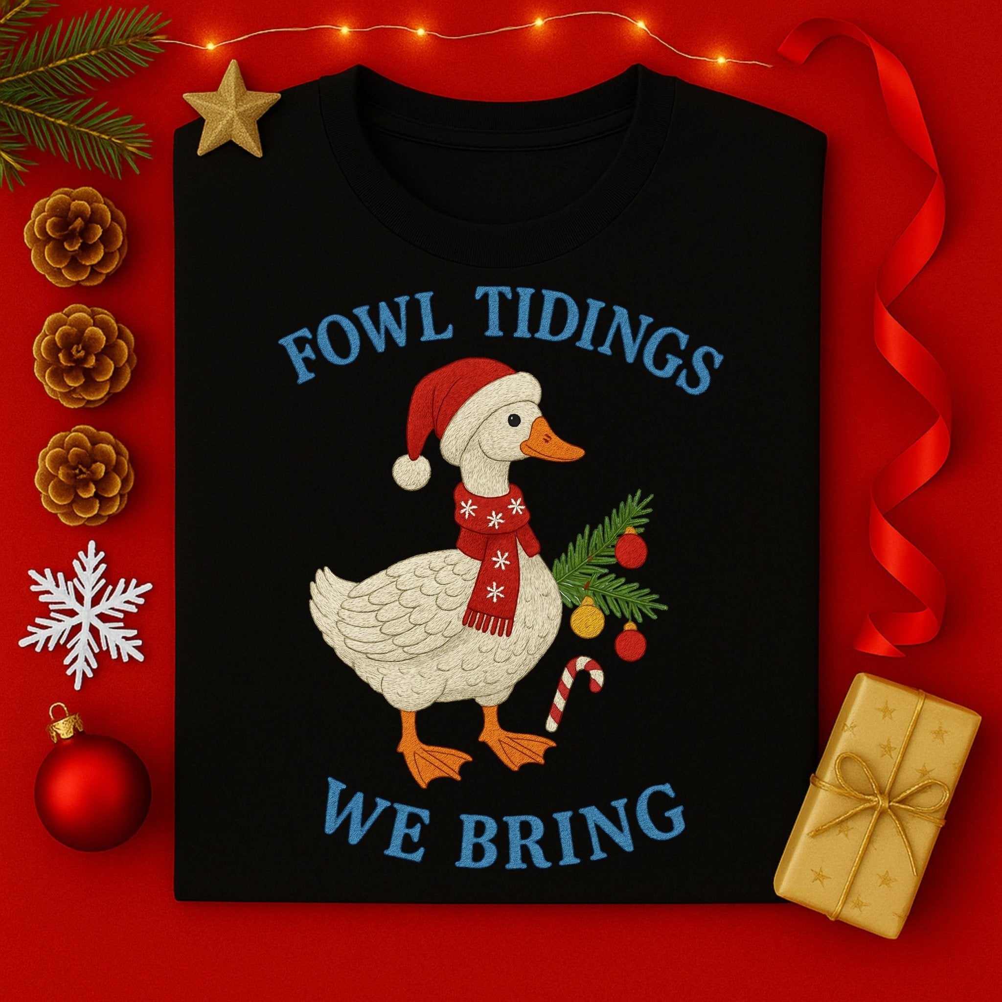 Fowl Tidings Goose Christmas Shirt, Funny Holiday T-Shirt - Craig Michael Design