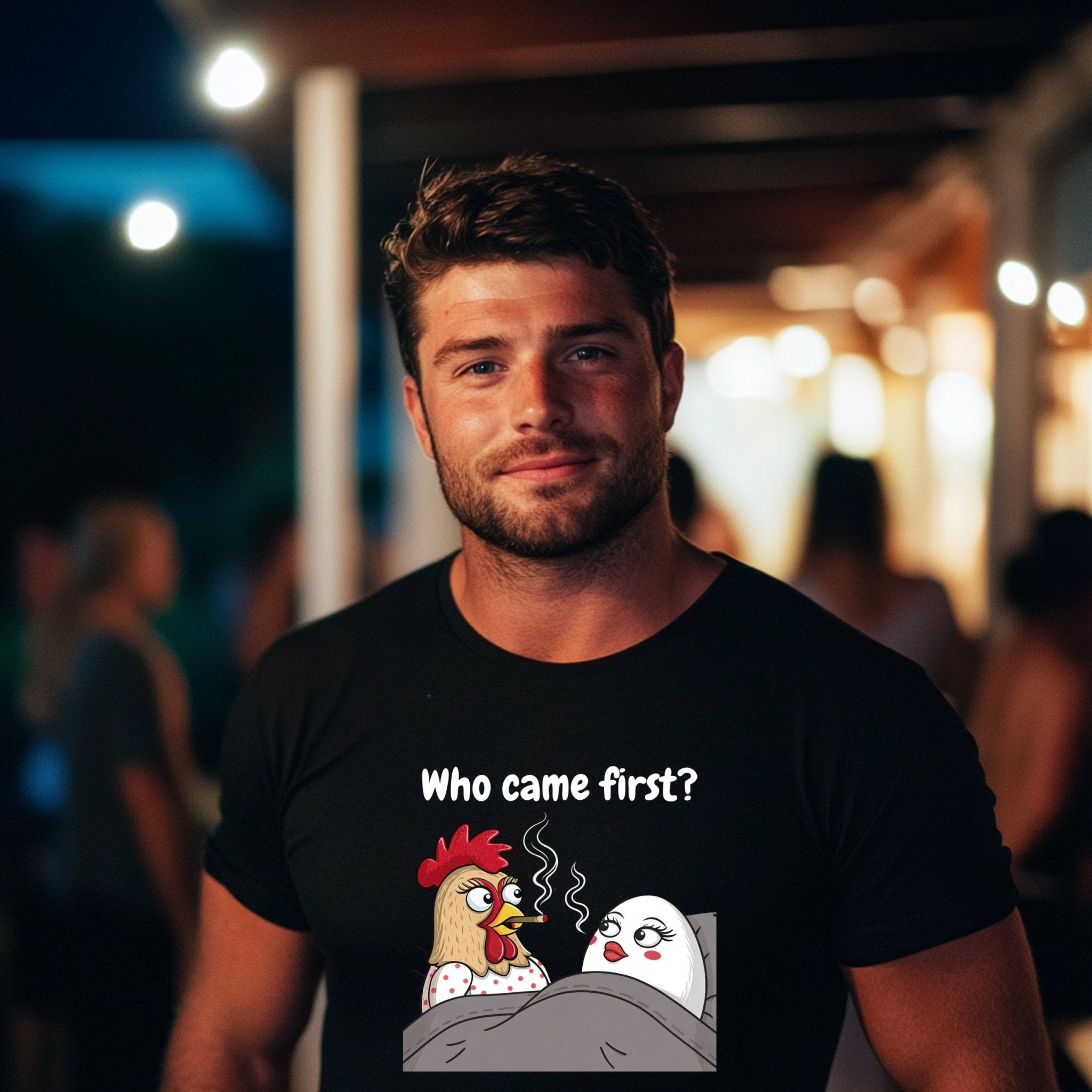 Funny Chicken and Egg in Bed T-Shirt, Comical Hen and Egg Smoking Design, Hilarious Graphic Tee, Unique Gift for Poultry Lovers - Craig Michael Design