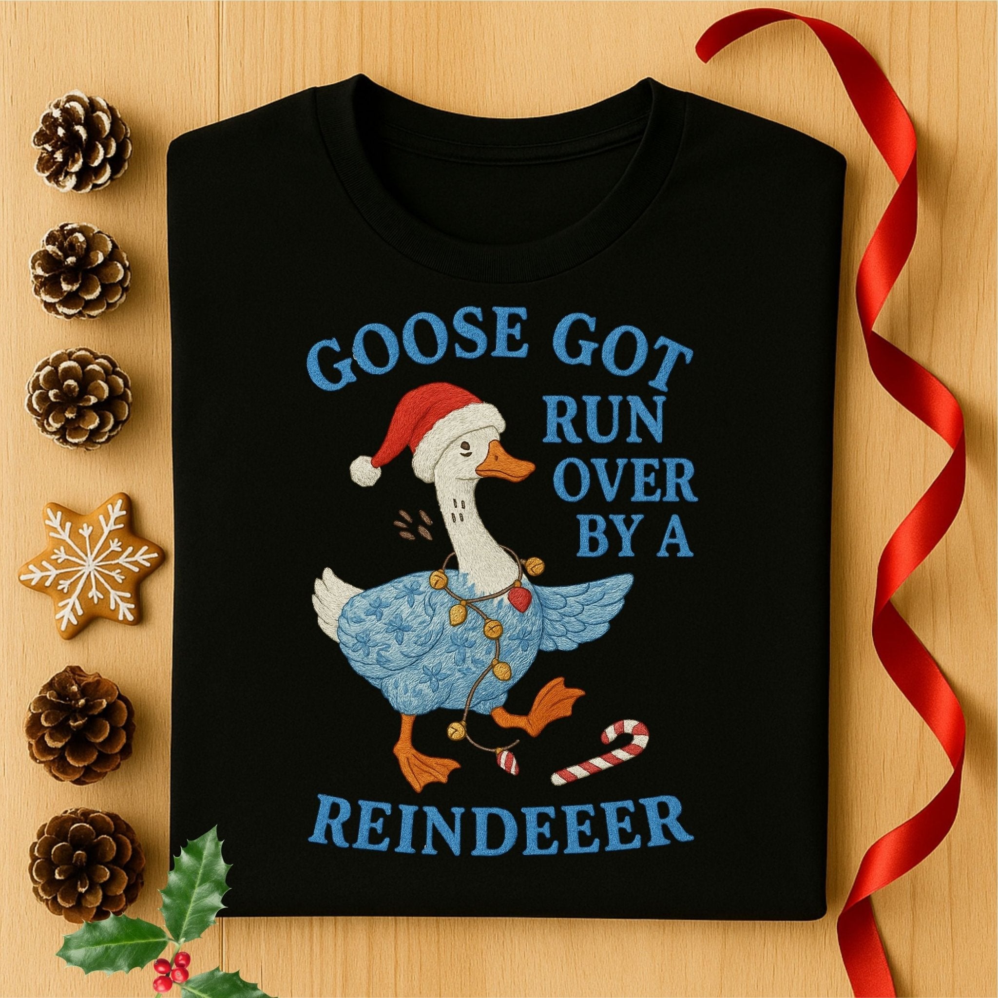 Funny Christmas Goose Shirt, Goose Got Run Over Tee - Craig Michael Design