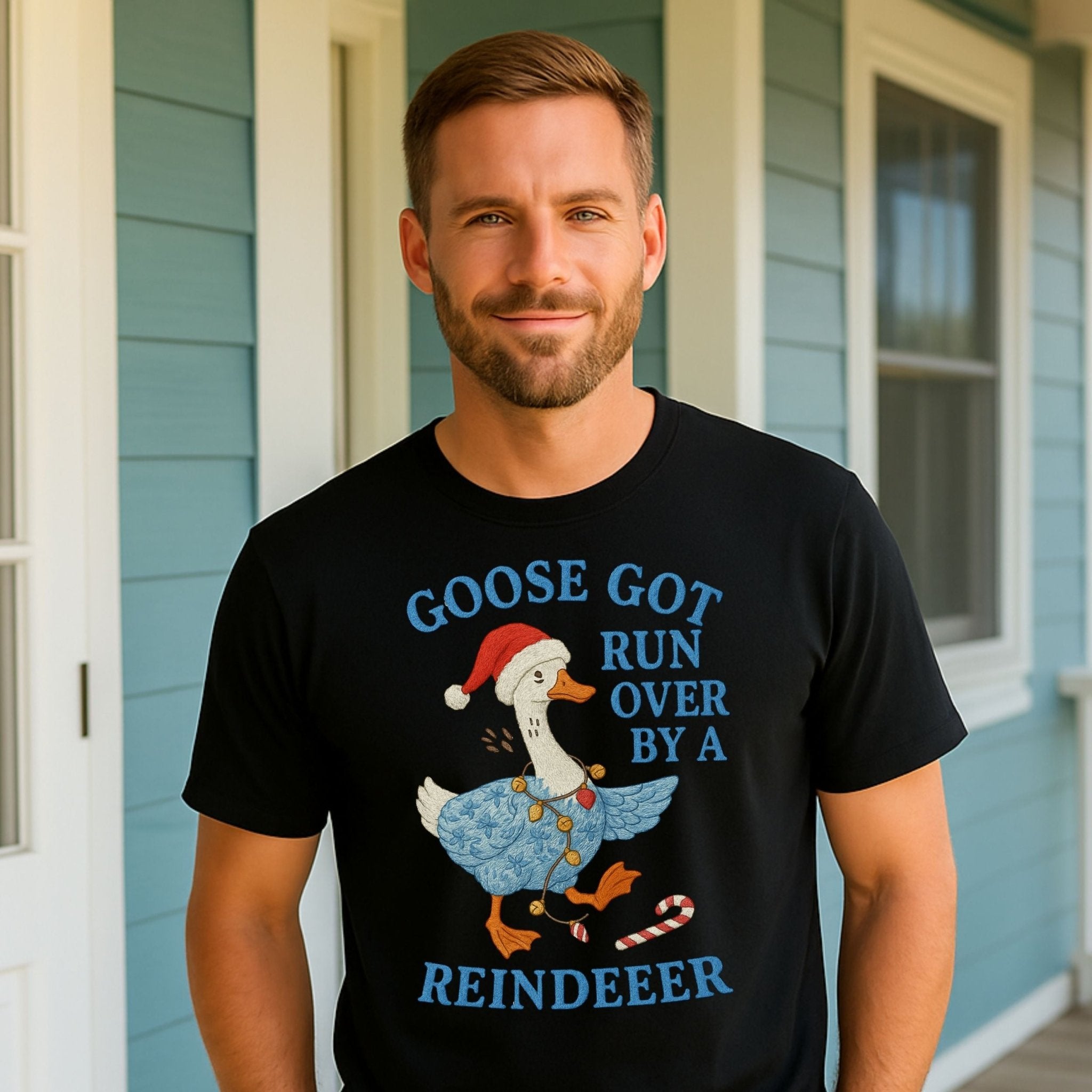 Funny Christmas Goose Shirt, Goose Got Run Over Tee - Craig Michael Design