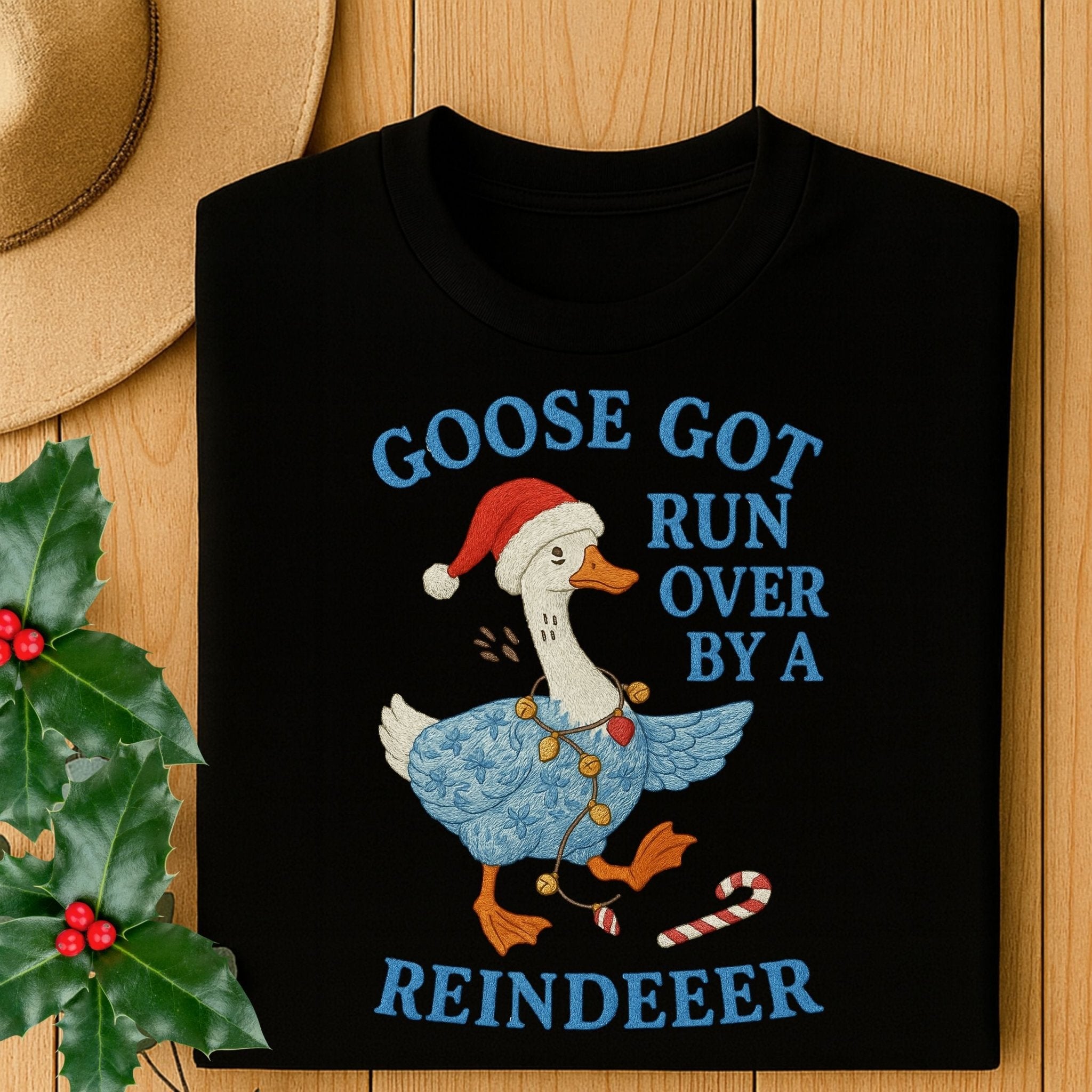 Funny Christmas Goose Shirt, Goose Got Run Over Tee - Craig Michael Design