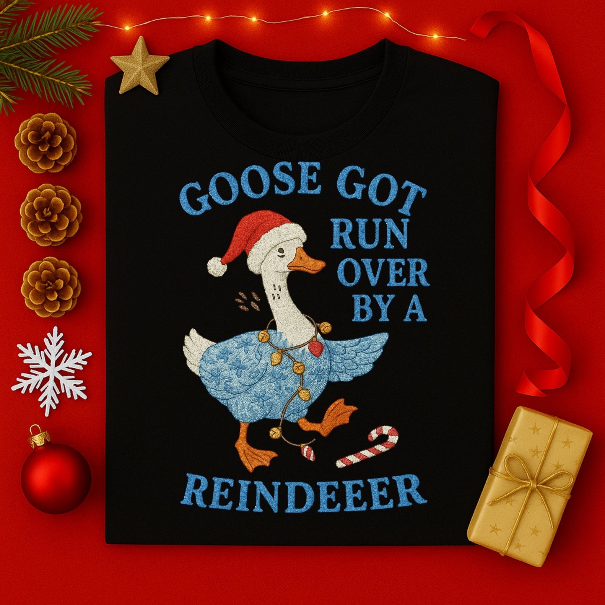 Funny Christmas Goose Shirt, Goose Got Run Over Tee - Craig Michael Design