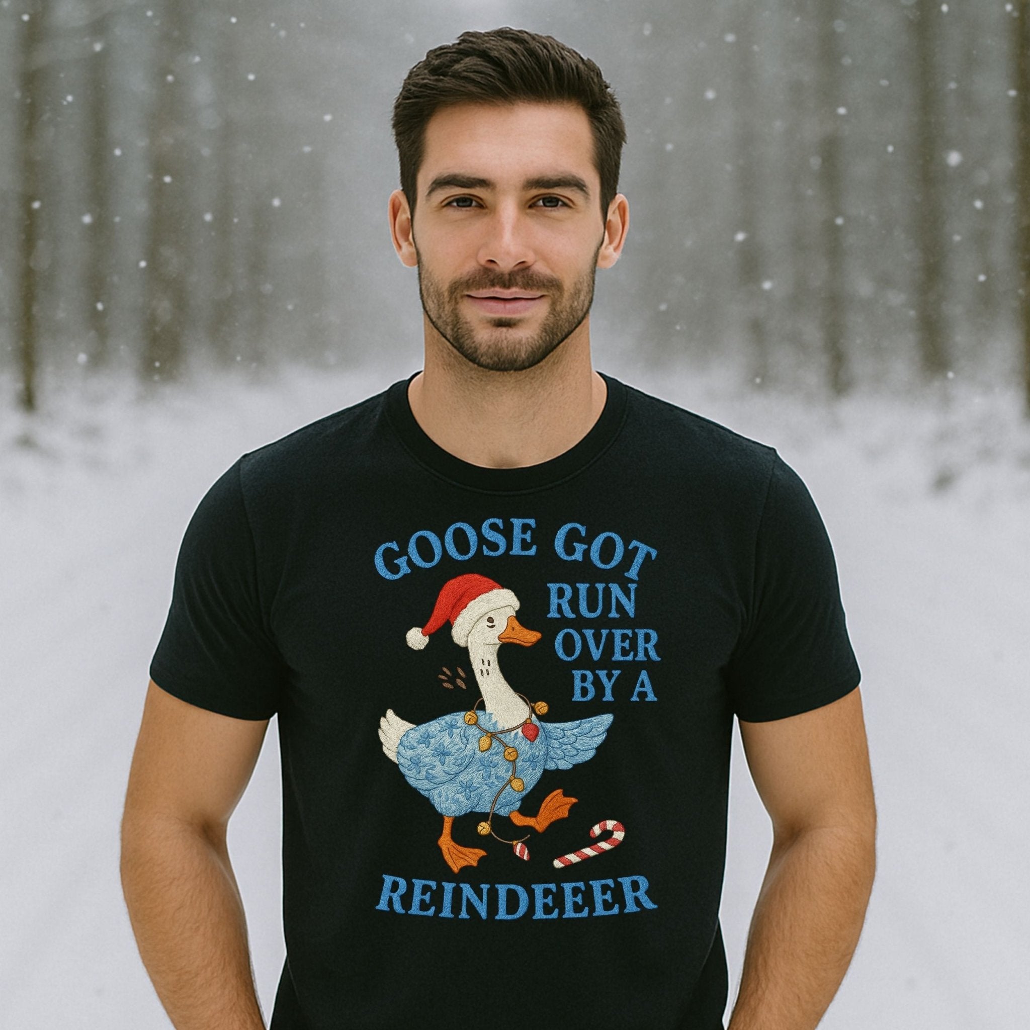 Funny Christmas Goose Shirt, Goose Got Run Over Tee - Craig Michael Design