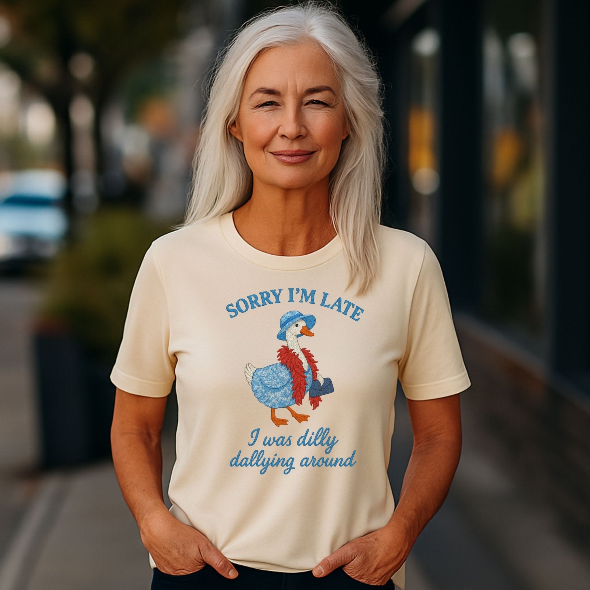 Funny Goose T-Shirt, Silly Gift for Her Dilly Dallying Vintage - Style Top - Craig Michael Design