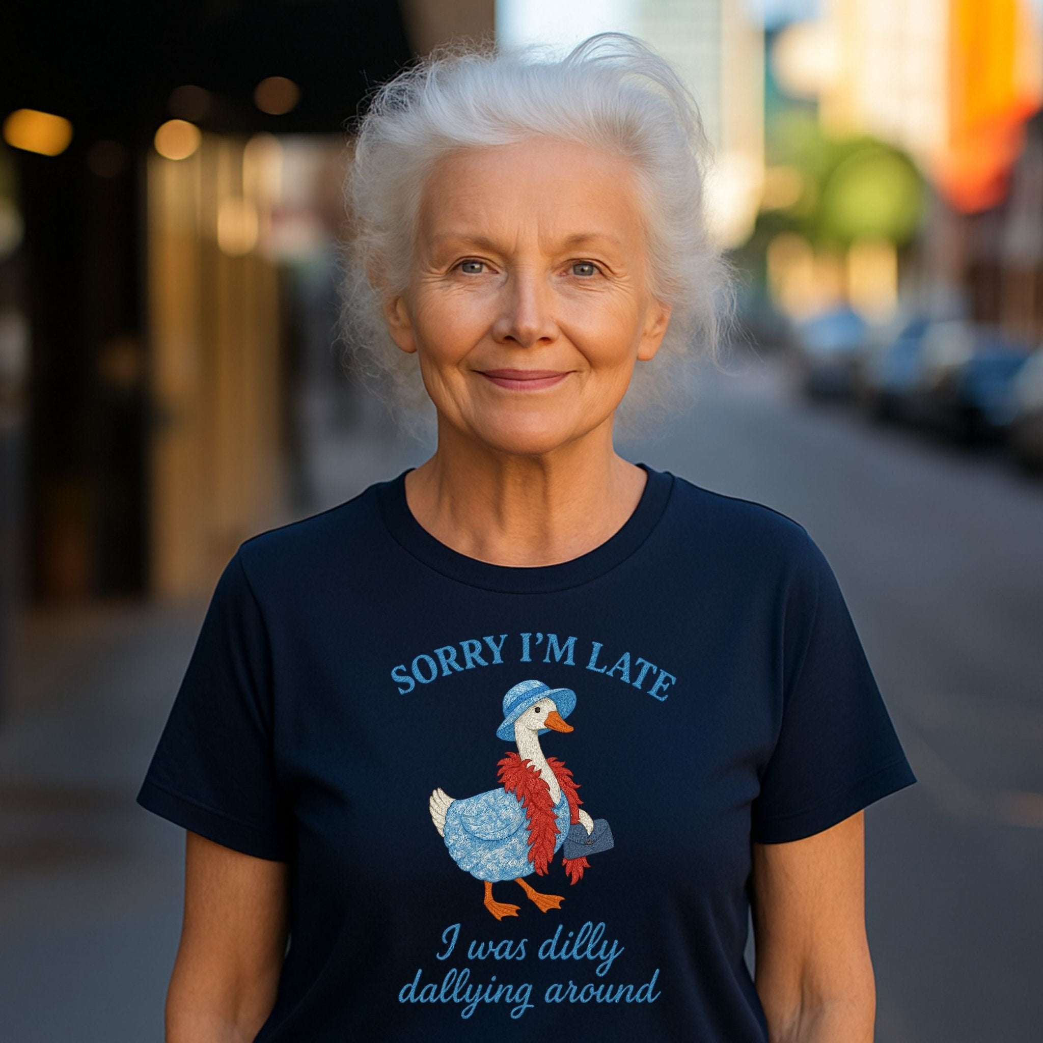Funny Goose T-Shirt, Silly Gift for Her Dilly Dallying Vintage - Style Top - Craig Michael Design
