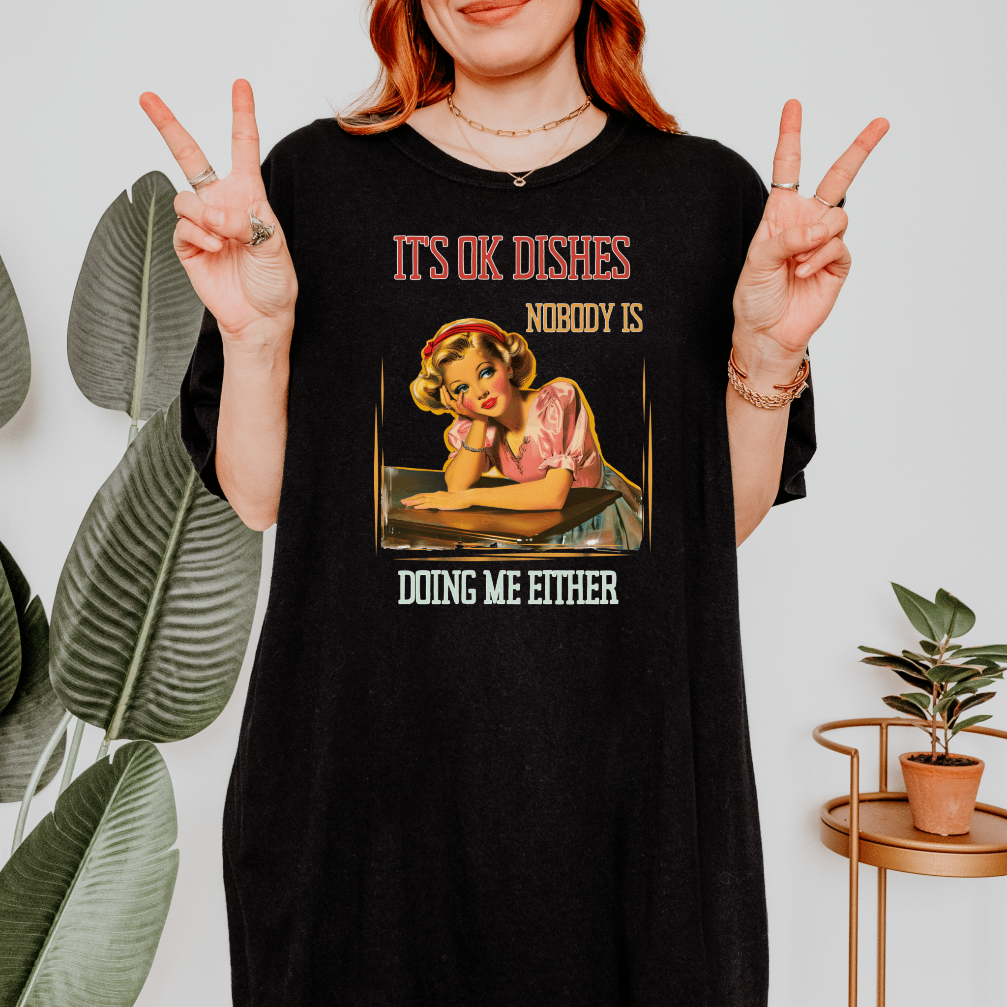 Funny retro housewife T-shirt with 1950s pinup art and a cheeky quote - Craig Michael Design