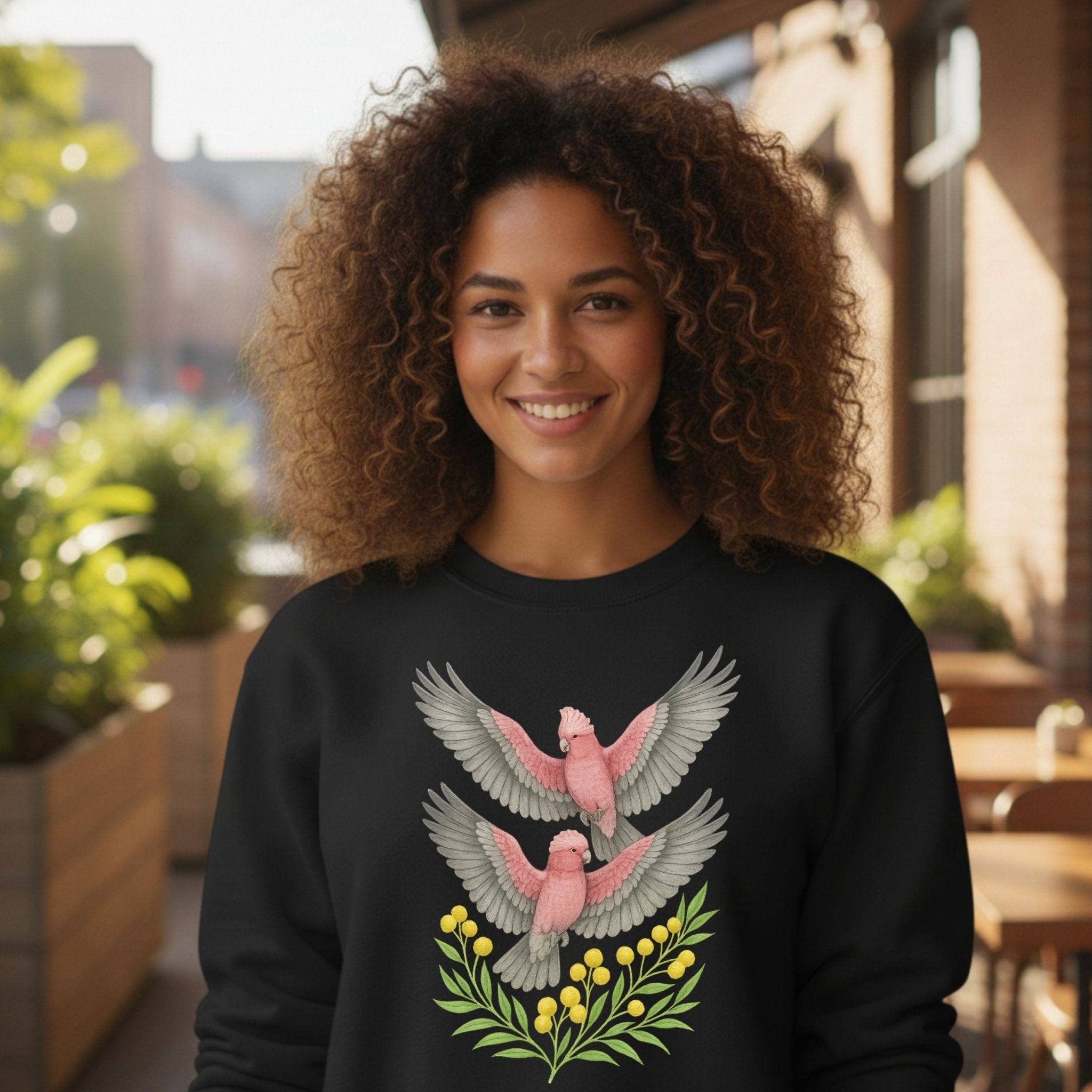 Galah Sweatshirt – Pink Cockatoo & Wattle - Craig Michael Design
