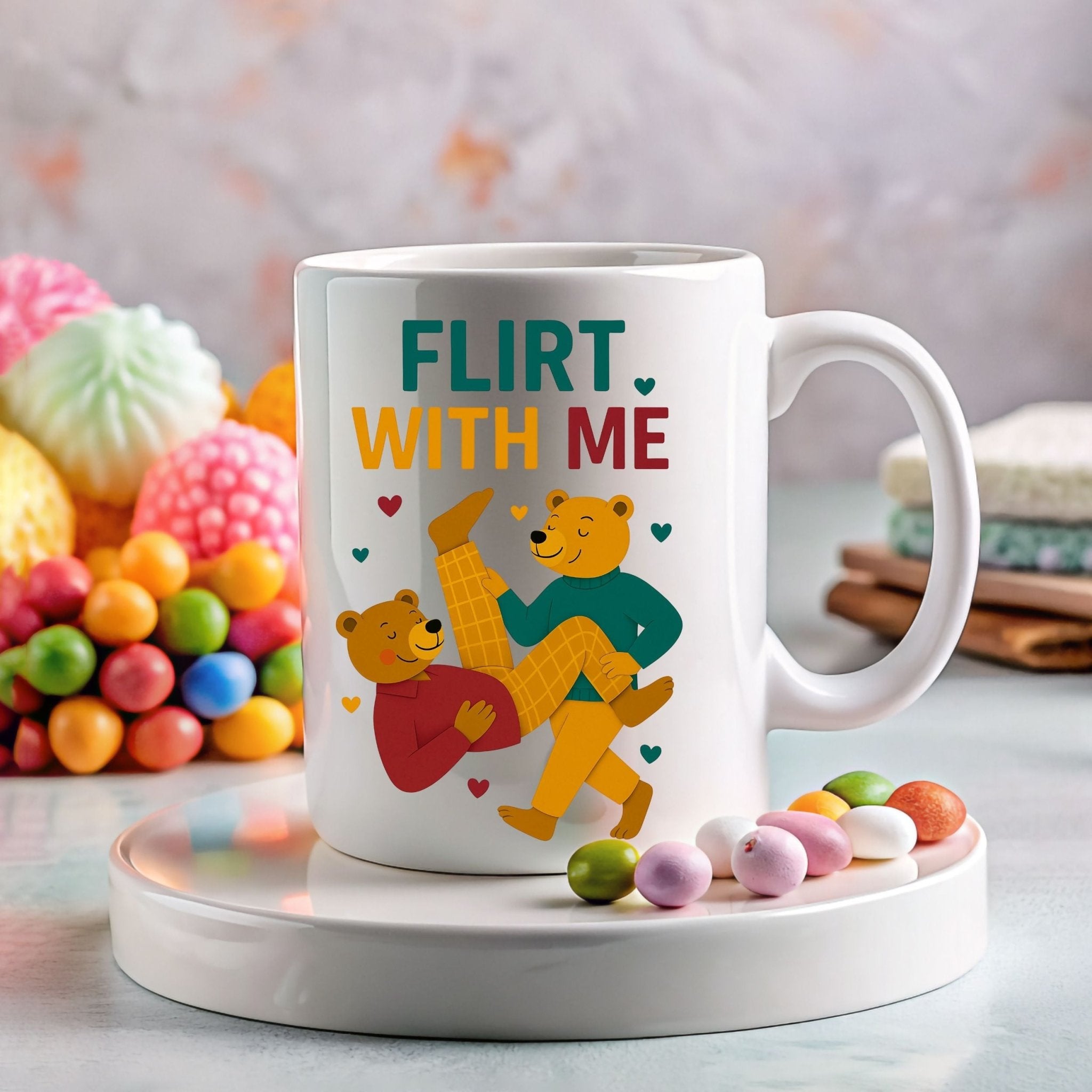 Gay Couple Bear Coffee Cup, Funny Cute LGBTQ Gift for Him, Playful Queer Romance Mug, Camp Pride Drinkware,Flirt With Me Mug - Craig Michael Design