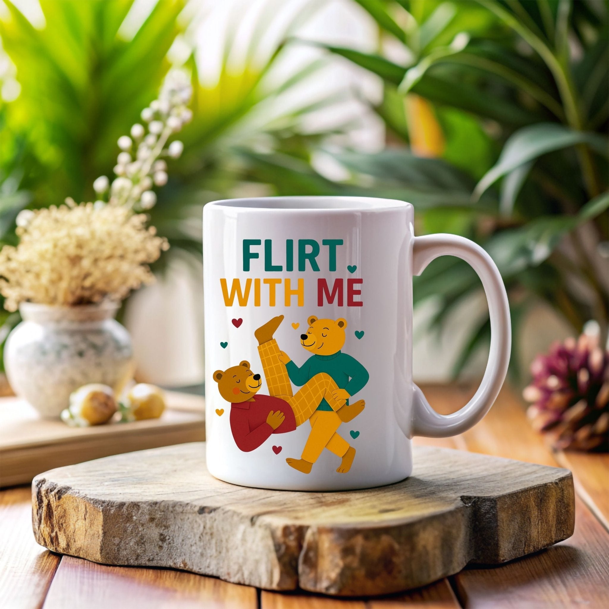 Gay Couple Bear Coffee Cup, Funny Cute LGBTQ Gift for Him, Playful Queer Romance Mug, Camp Pride Drinkware,Flirt With Me Mug - Craig Michael Design